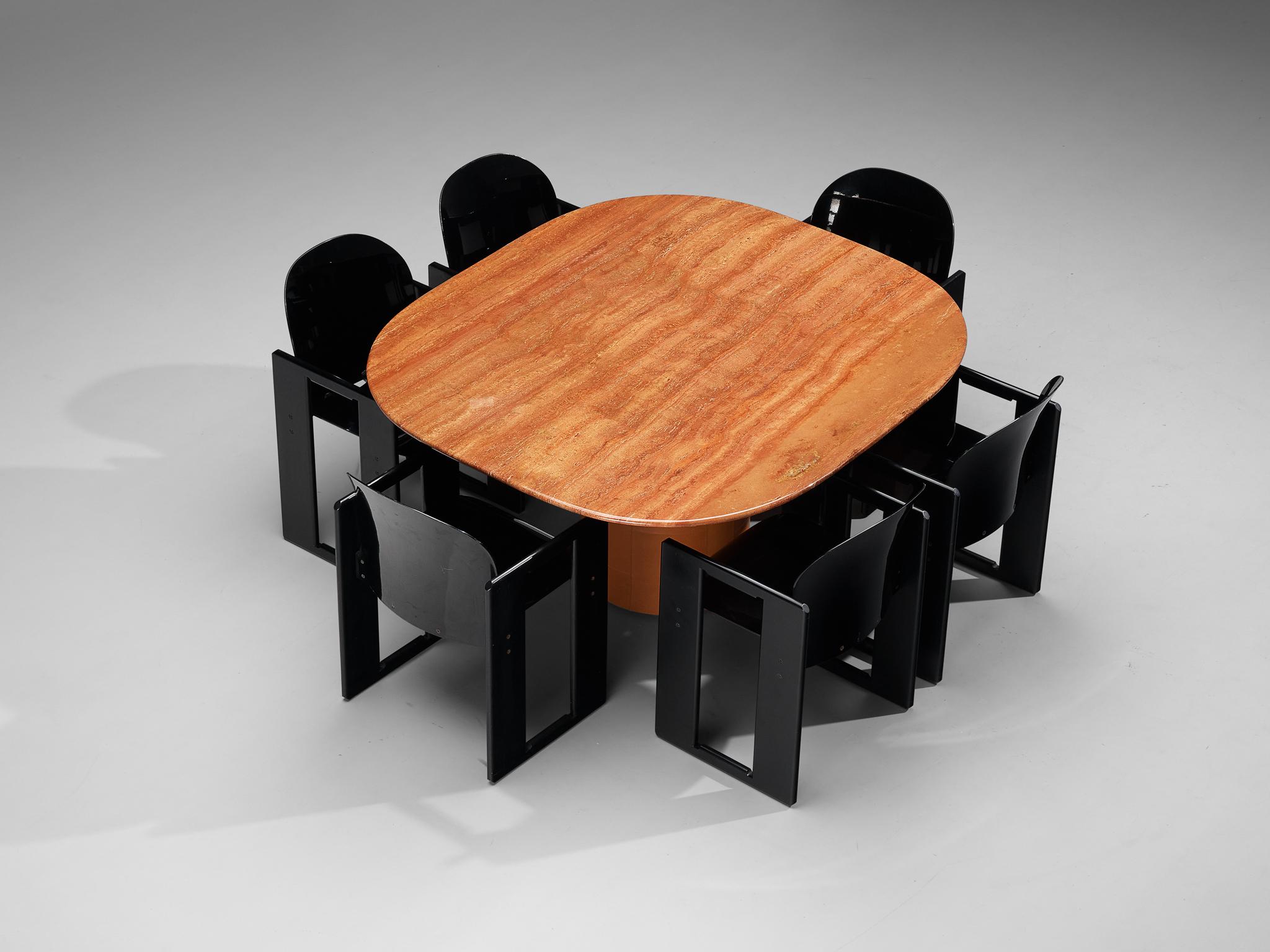 Italian Afra & Tobia Scarpa for B&B Italia 'Tobio' Dining Table with Dialogo Chairs