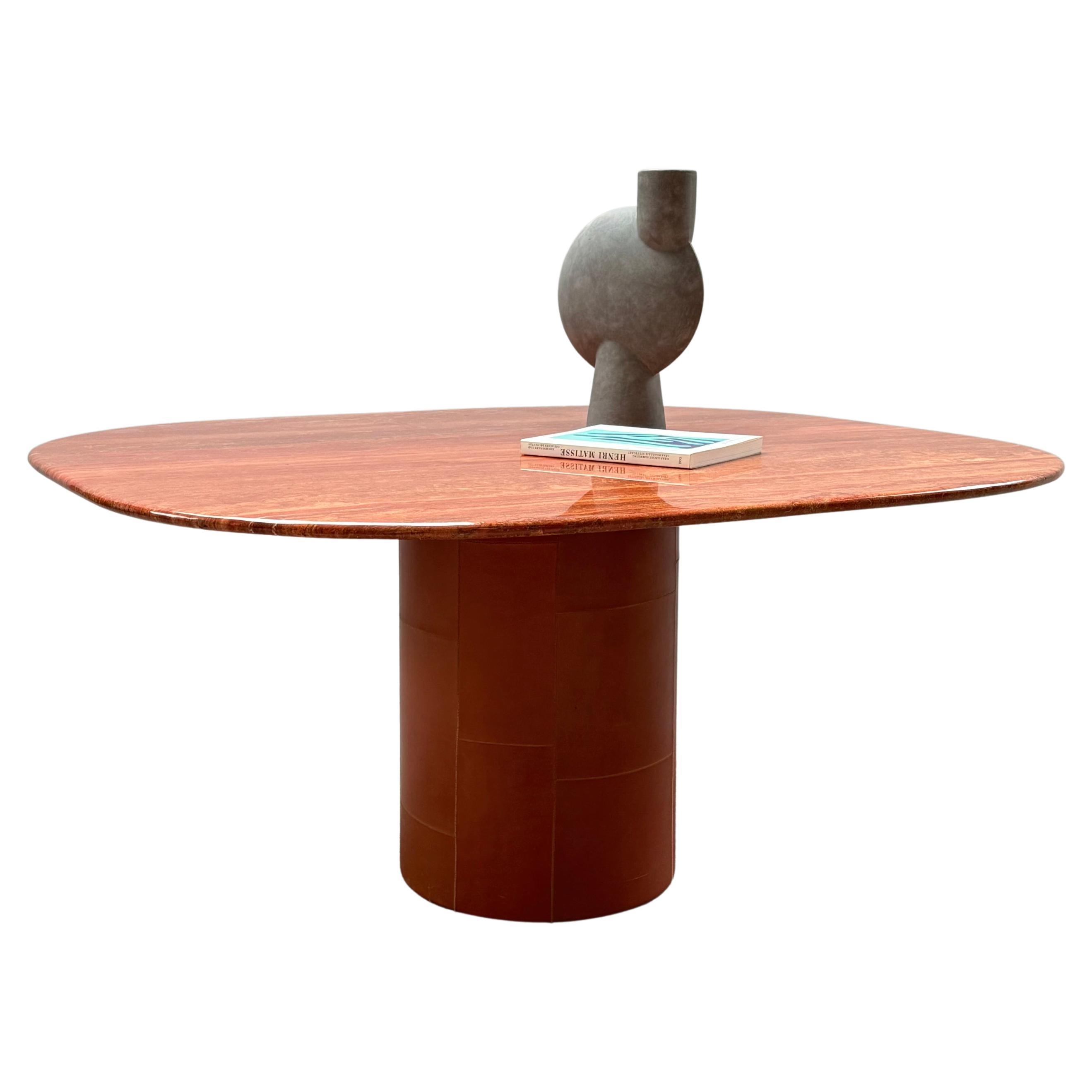 AFRA & TOBIA SCARPA FOR B&B ITALIA TRAVERTINE DINING TABLE „TOBIO“, ITALY 1970s For Sale
