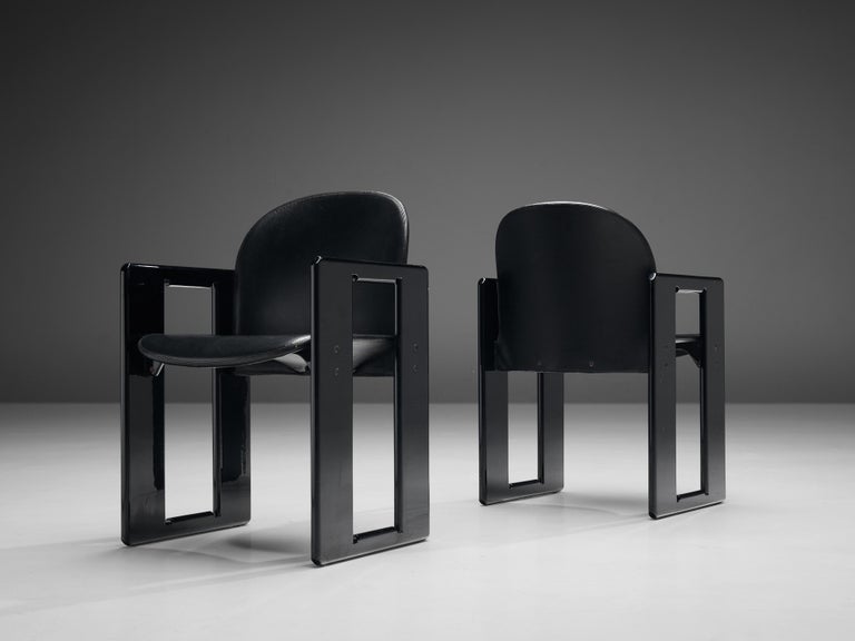 Late 20th Century Afra & Tobia Scarpa for B&B Set of Four Black ‘Dialogo’ Dining Chairs 