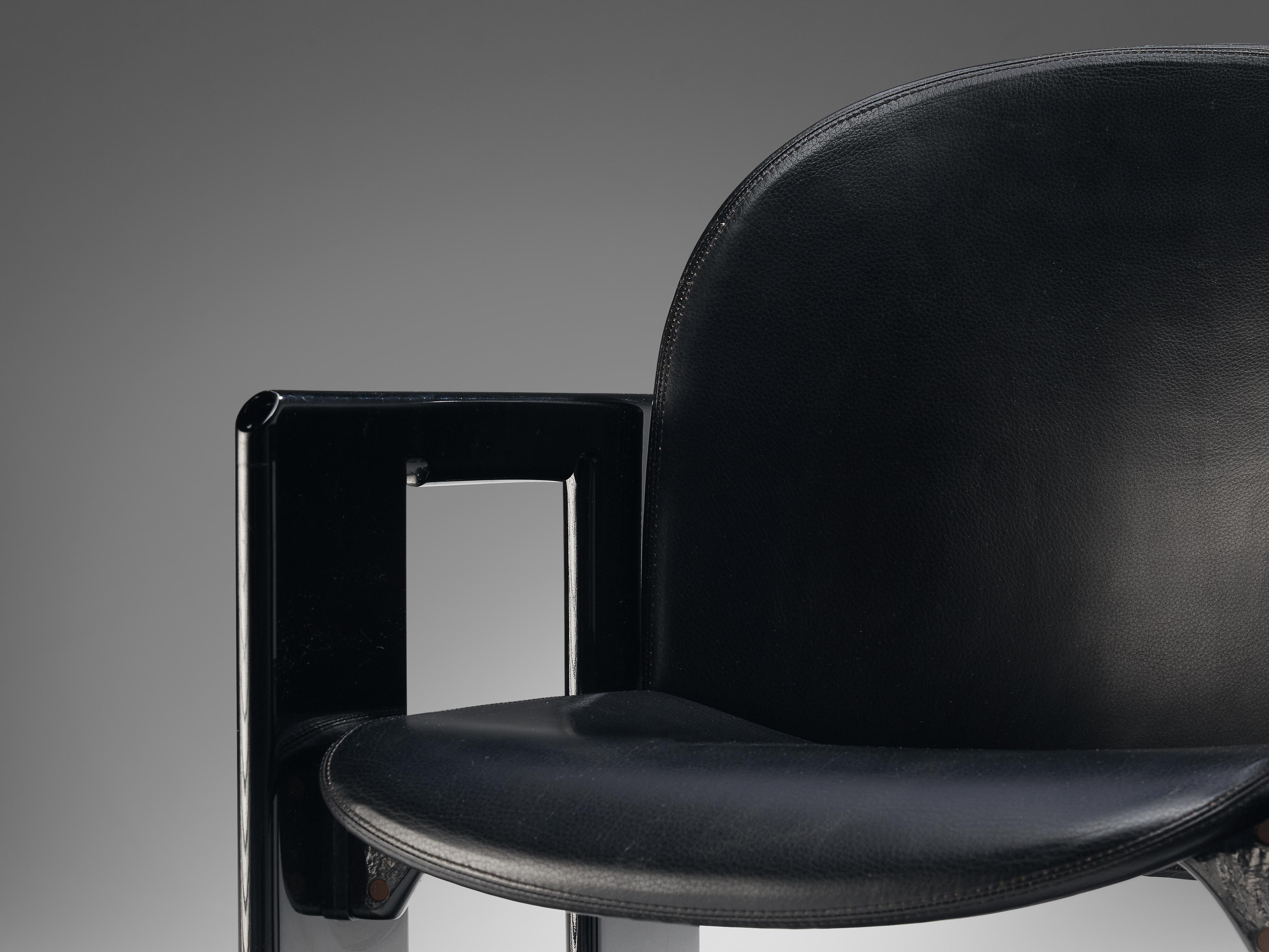 Wood Afra & Tobia Scarpa for B&B Set of Four Black ‘Dialogo’ Dining Chairs 