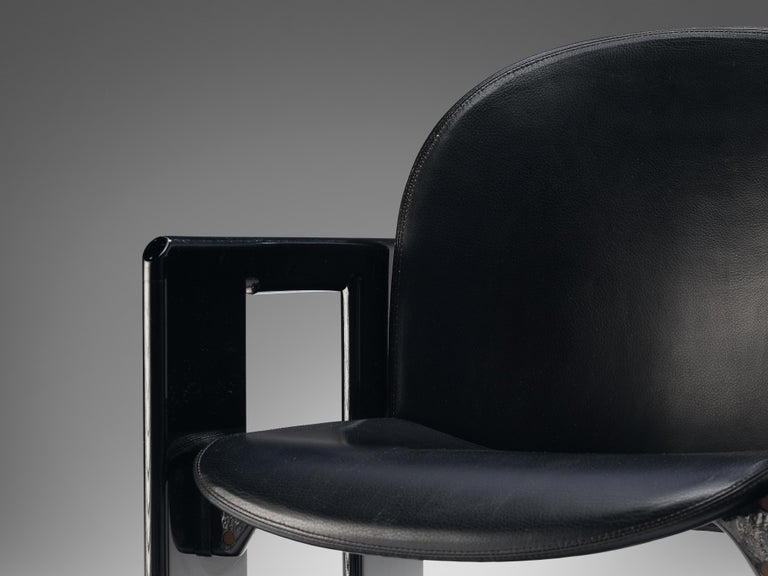 Wood Afra & Tobia Scarpa for B&B Set of Four Black ‘Dialogo’ Dining Chairs 