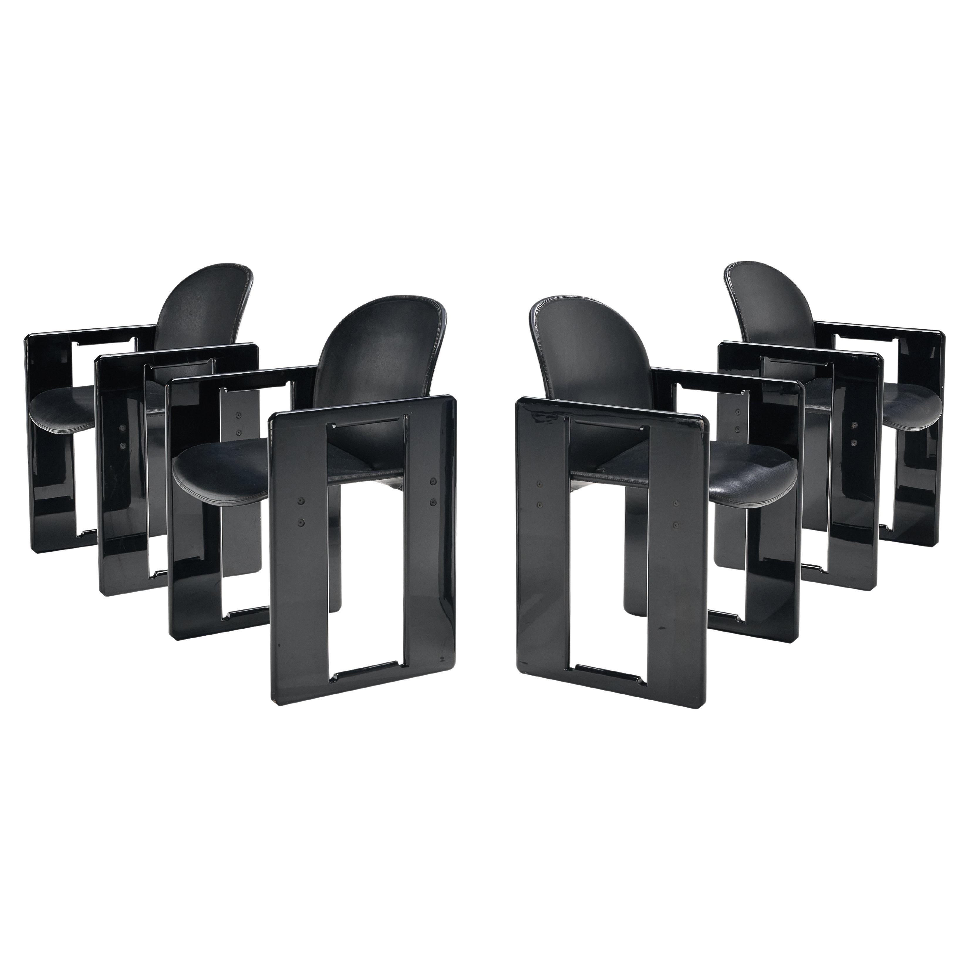 Afra & Tobia Scarpa for B&B Set of Four Black ‘Dialogo’ Dining Chairs 