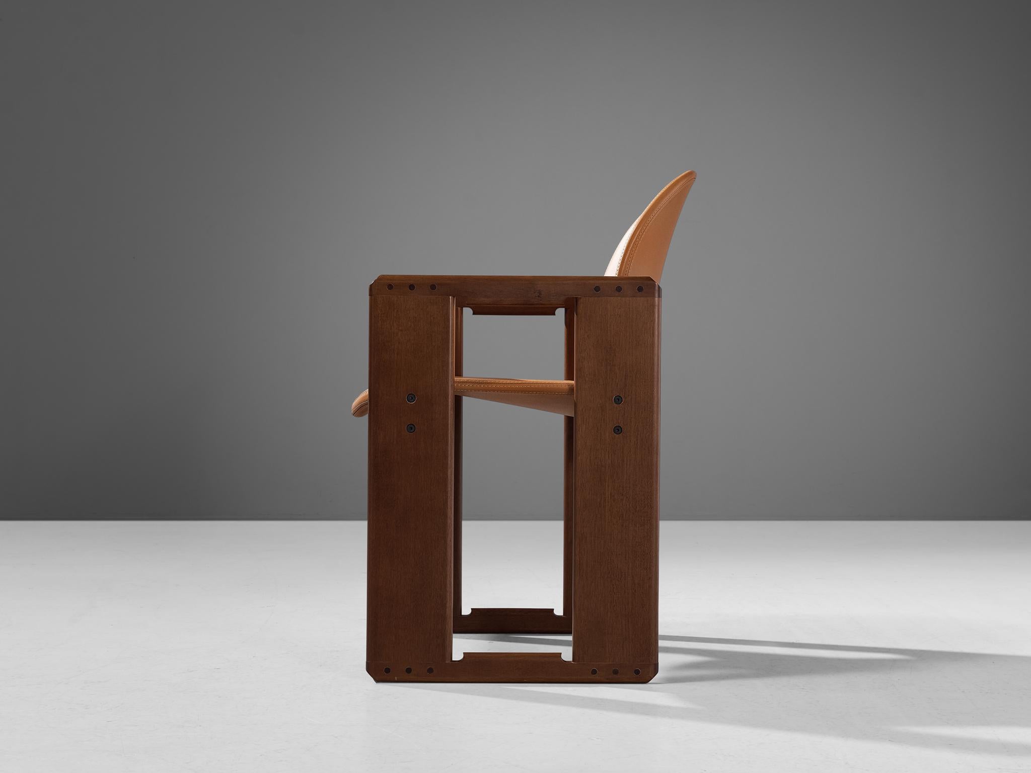 Late 20th Century Afra & Tobia Scarpa for B&B Set of Four Dining Chairs in Cognac Leather