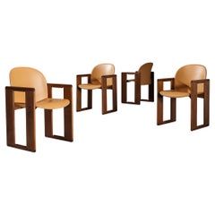Afra & Tobia Scarpa for B&B Set of Four Dining Chairs in Cognac Leather