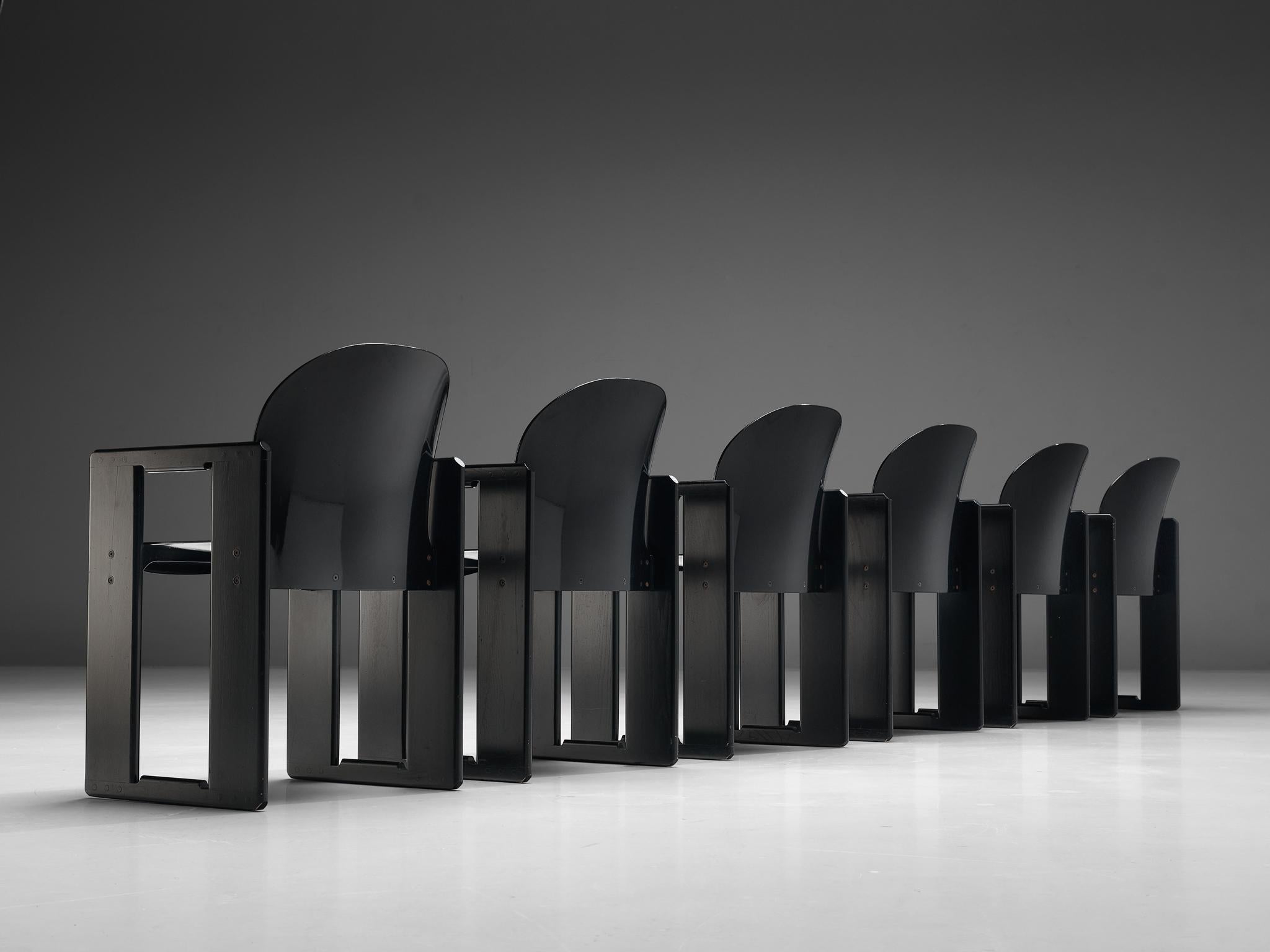 Fibre de verre Ensemble de six chaises de salle à manger Dialogo de Afra & Tobia Scarpa pour B&B en vente