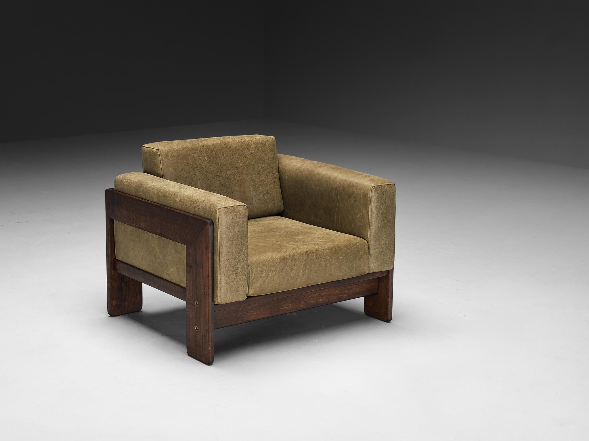 Afra & Tobia Scarpa for Cassina 'Bastiano' lounge chair, leather, walnut, Italy, 1960

Designed by Tobia Scarpa for Gavina’s experimental design lab in 1960, the Bastiano series reimagines Le Corbusier's free cushion concept, translated this time in