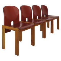 Afra & Tobia Scarpa pour Cassina Chaises de salle à manger en Wood du milieu du siècle 1960