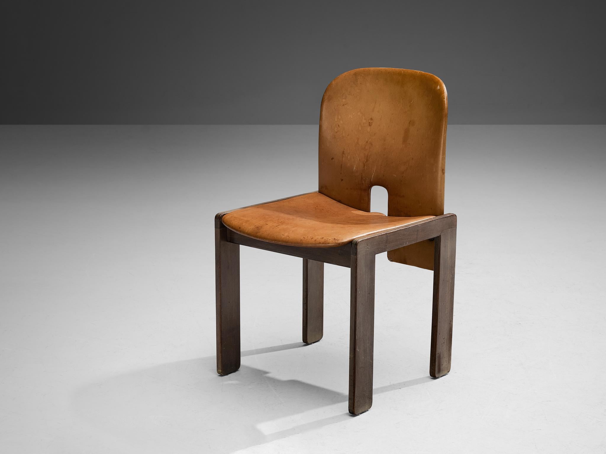 Italian Afra & Tobia Scarpa for Cassina Pair of '121' Dining Chairs in Leather