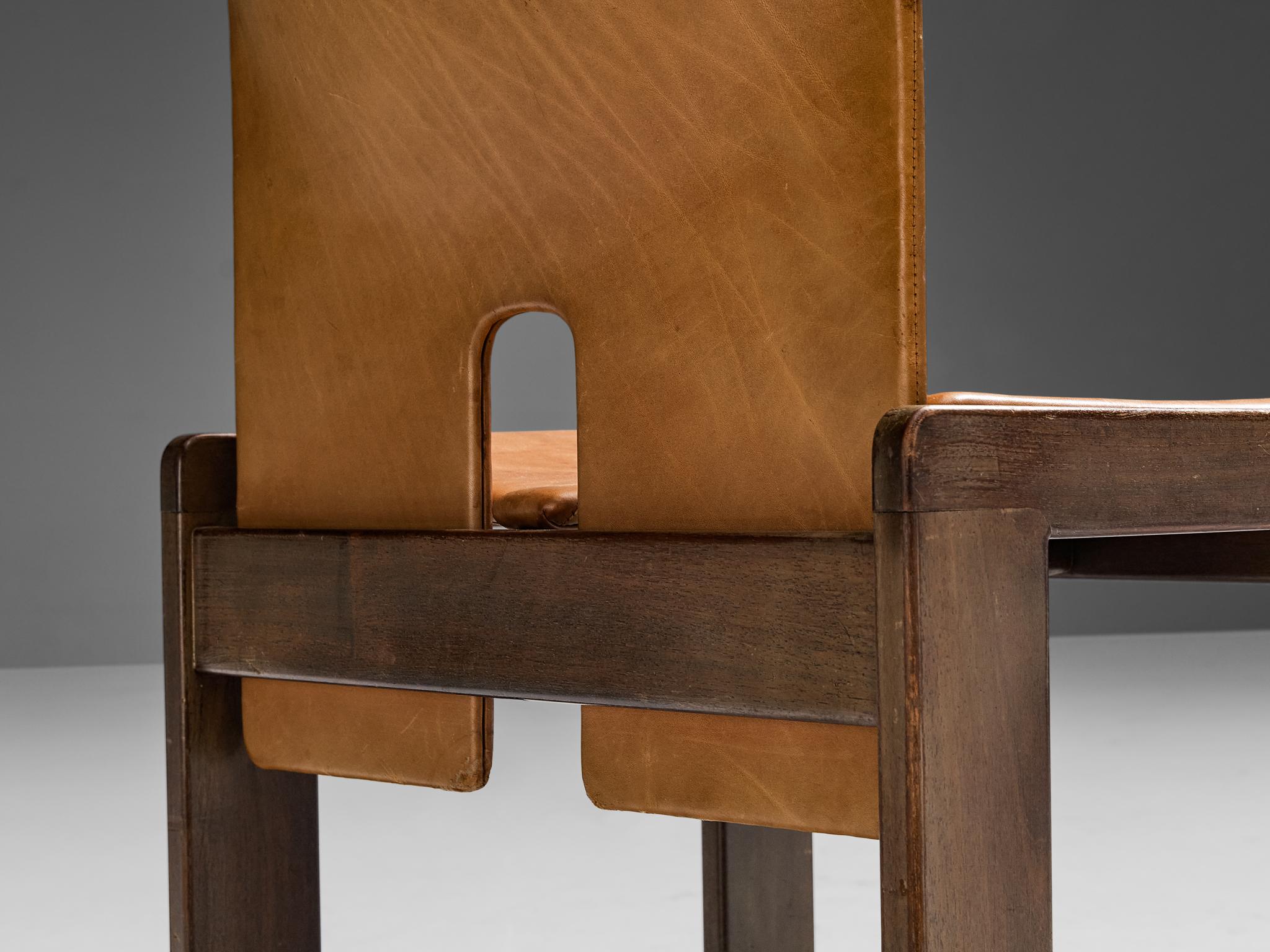 Afra & Tobia Scarpa for Cassina Pair of '121' Dining Chairs in Leather In Good Condition In Waalwijk, NL