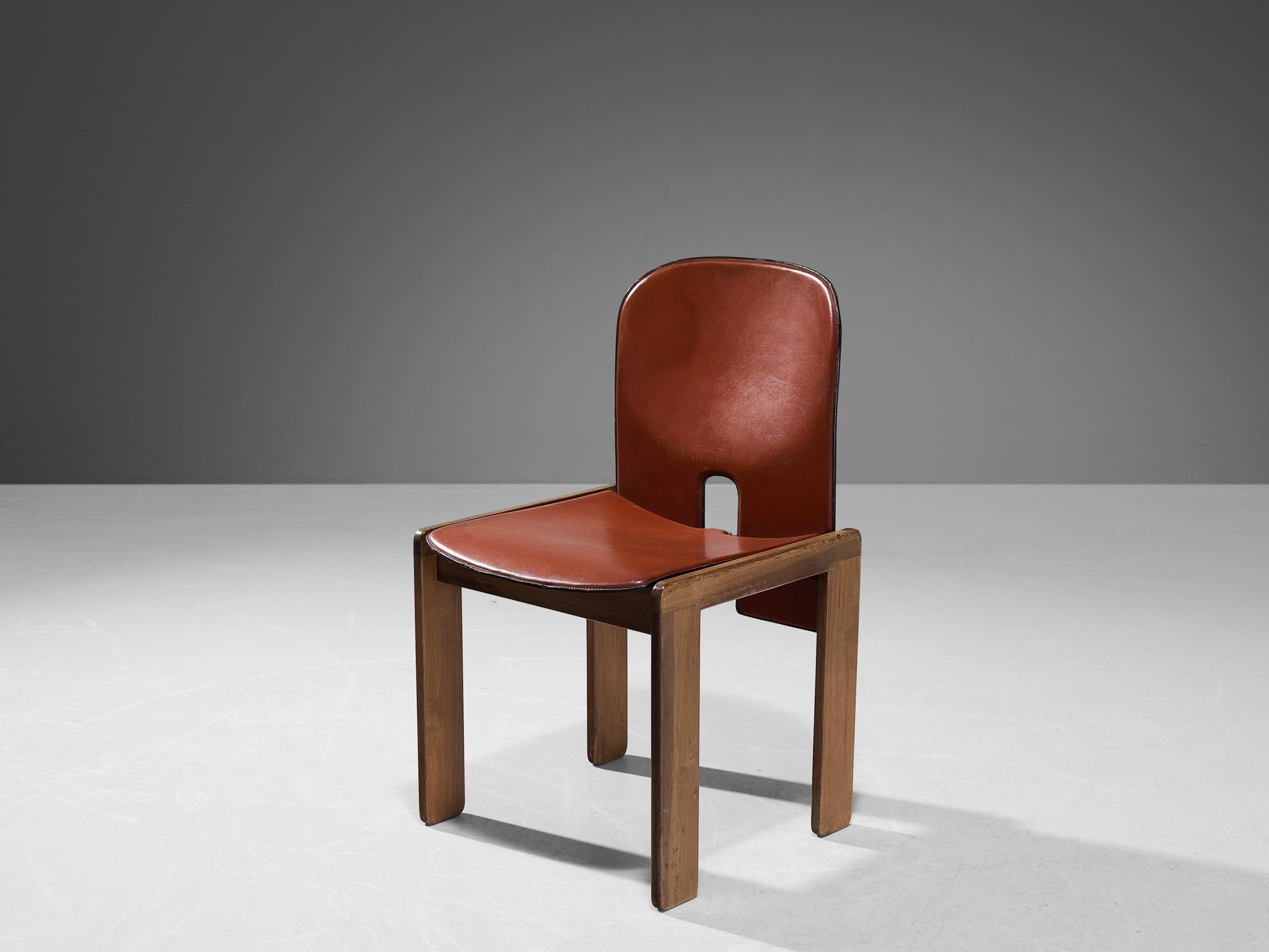 Mid-20th Century Afra & Tobia Scarpa for Cassina Pair of '121' Dining Chairs in Leather 
