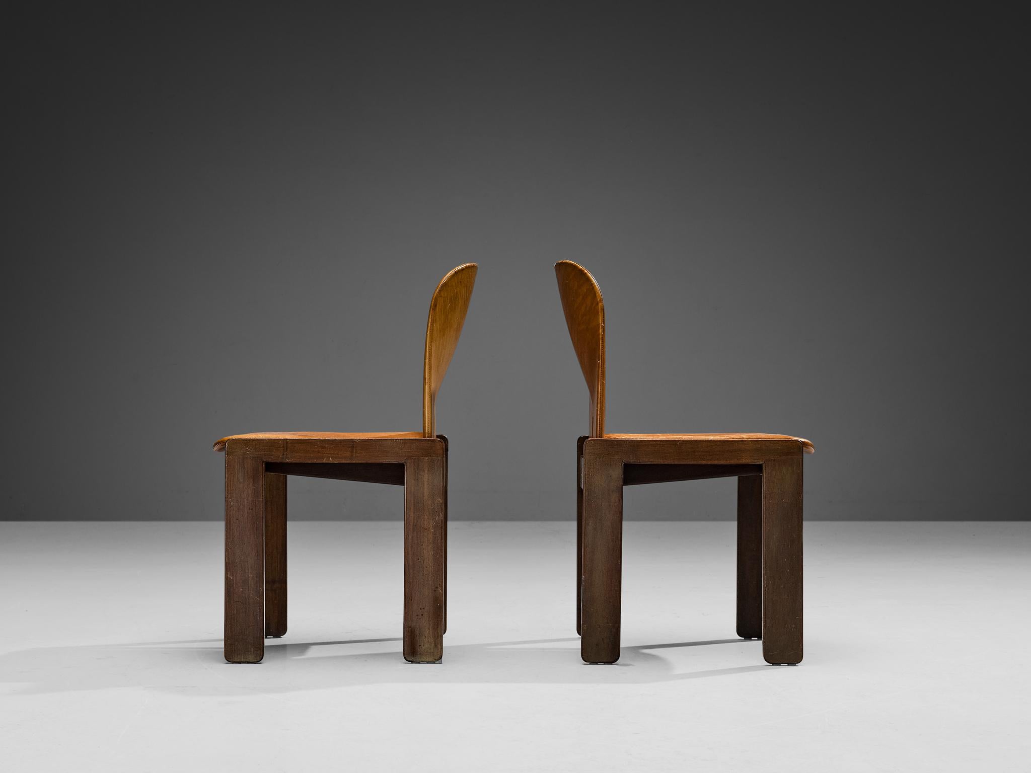 Mid-20th Century Afra & Tobia Scarpa for Cassina Pair of '121' Dining Chairs in Leather