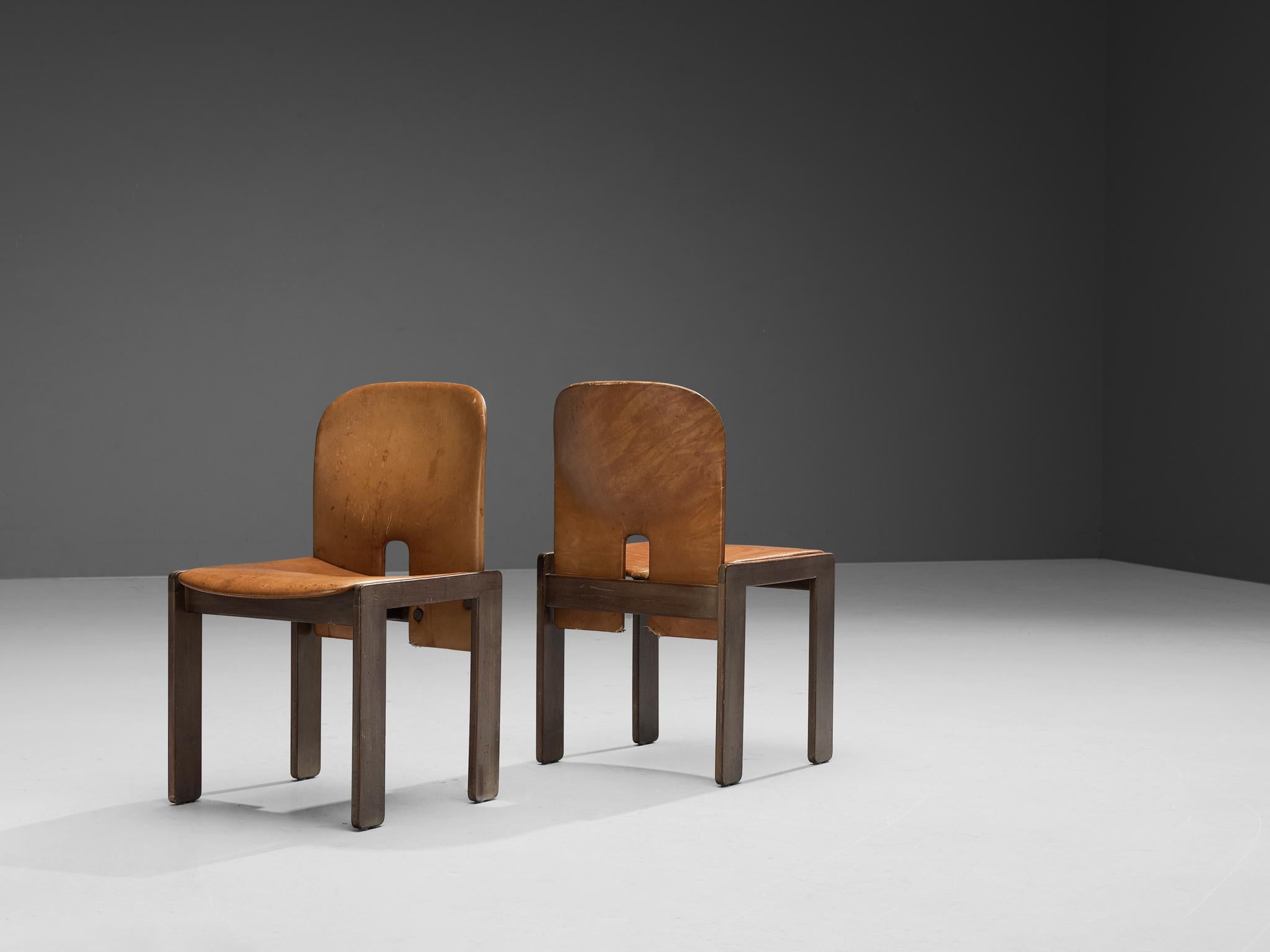 Afra & Tobia Scarpa for Cassina Pair of '121' Dining Chairs in Leather 1