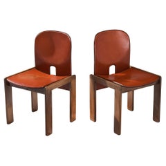 Afra & Tobia Scarpa for Cassina Pair of '121' Dining Chairs in Leather 