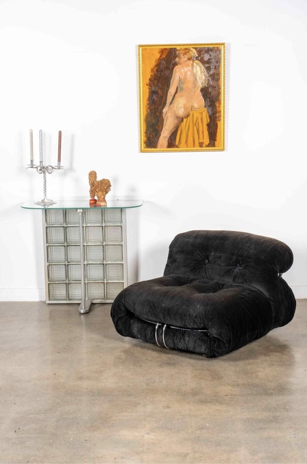 Postmoderne Afra & Tobia Scarpa pour Cassina, paire de chaises longues 'Soriana' en velours côtelé en vente
