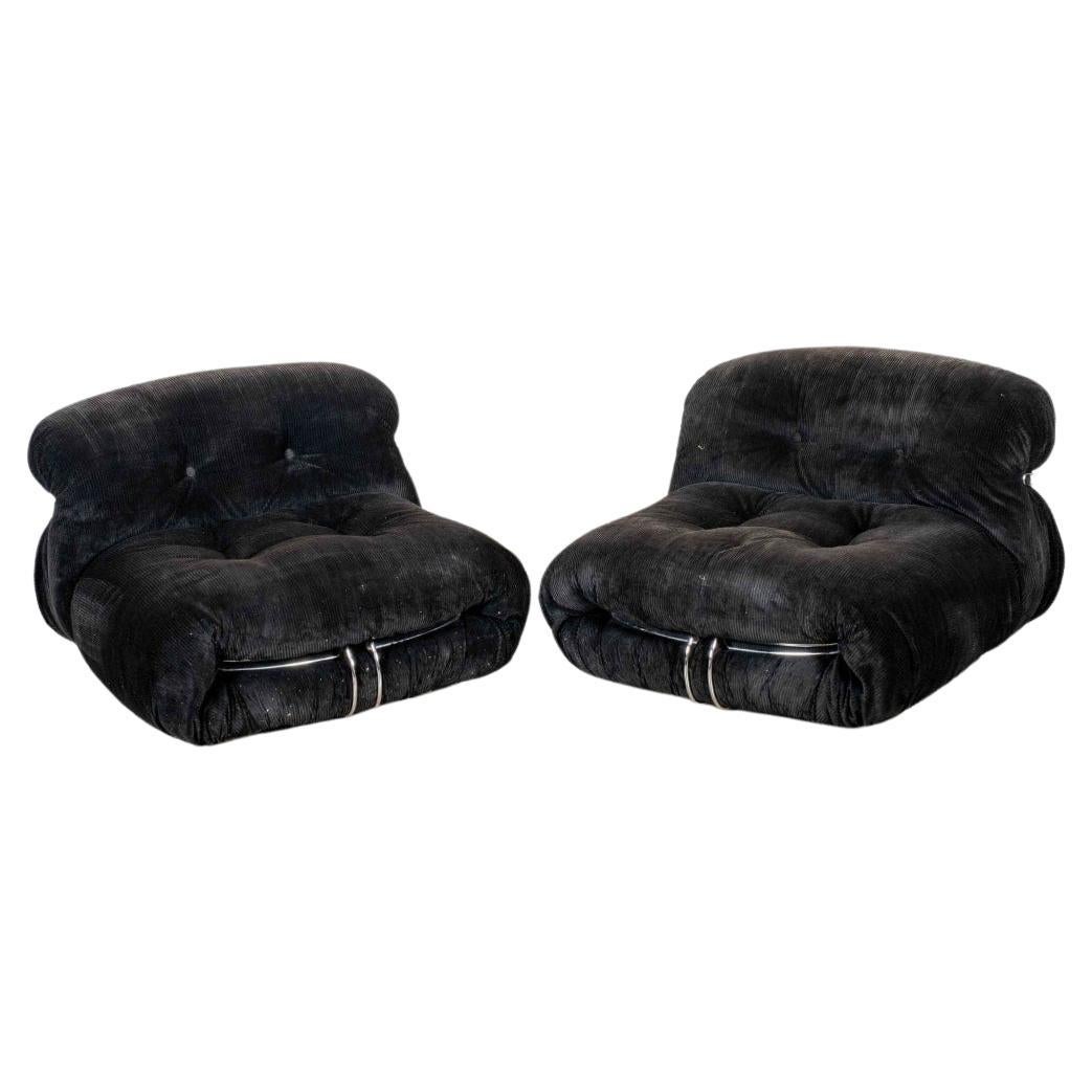 Afra & Tobia Scarpa for Cassina, Pair of 'Soriana' Lounge Chairs in Corduroy