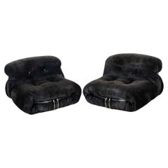 Afra & Tobia Scarpa for Cassina, Pair of 'Soriana' Lounge Chairs in Corduroy