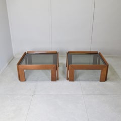 Afra & Tobia Scarpa for Cassina — Pair of Walnut and Smoked Glass Coffee Tables