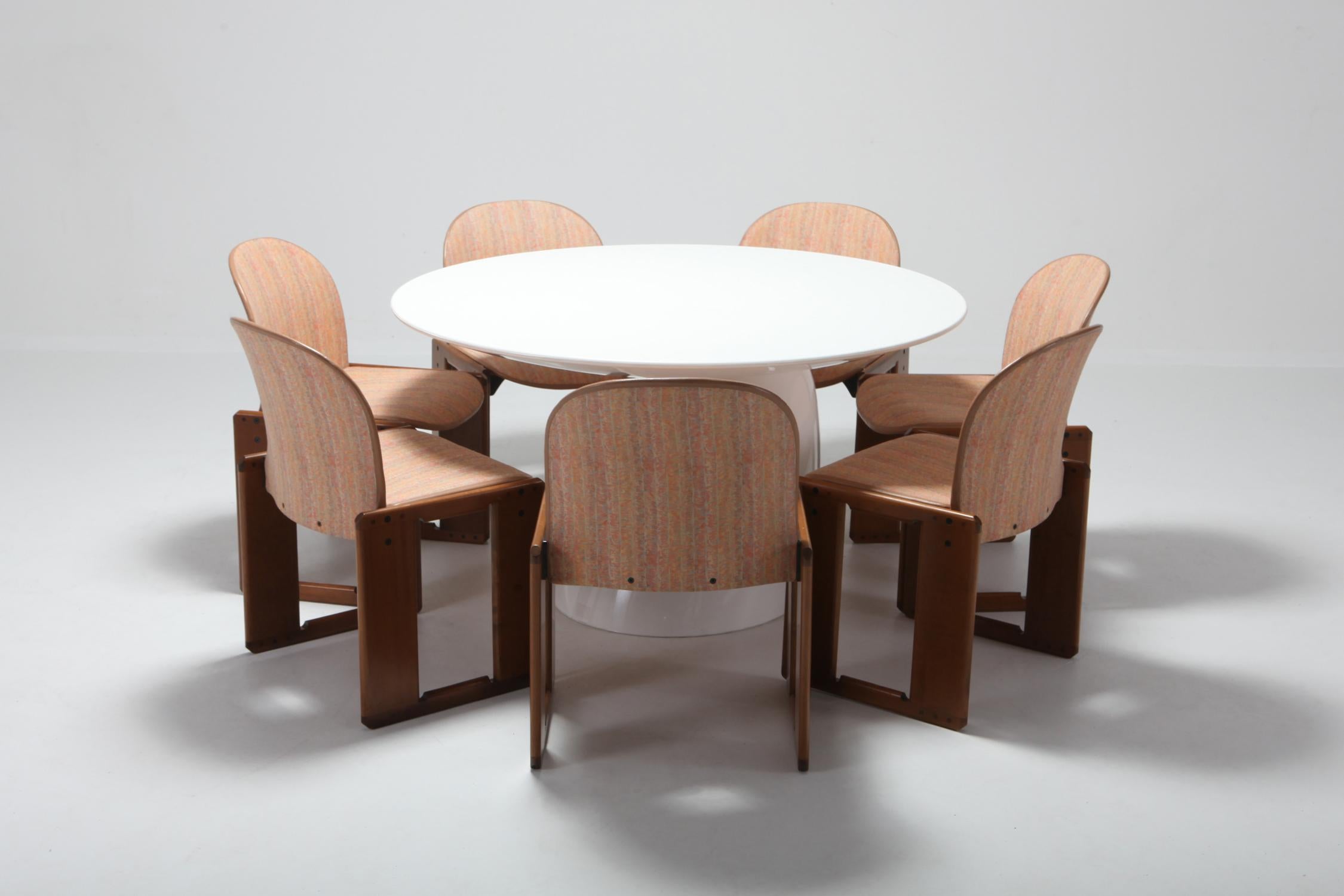 Afra & Tobia Scarpa for Cassina, Set of 8 Chairs Model 121, Wood and Walnut 7