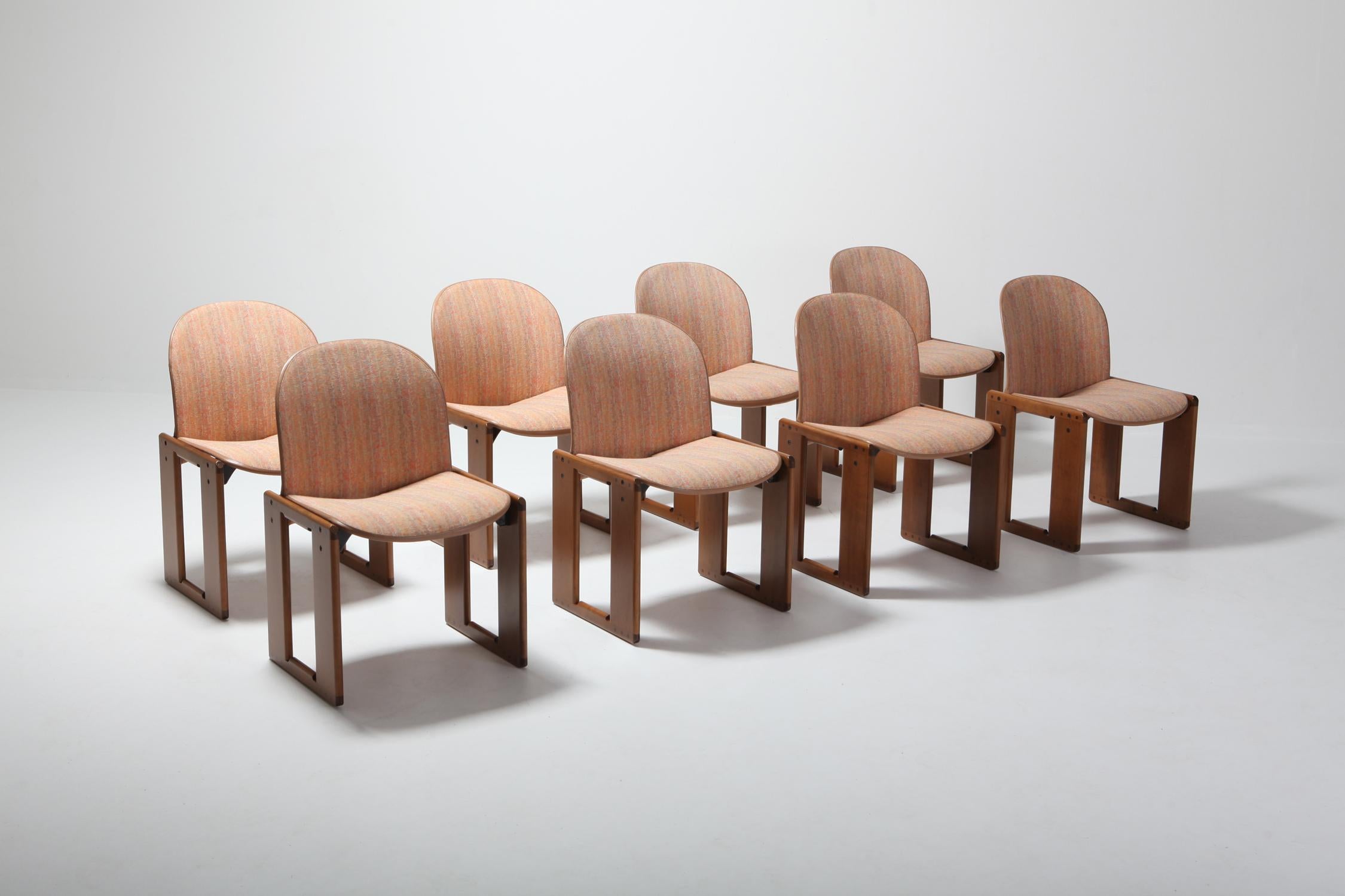 Mid-Century Modern Afra & Tobia Scarpa for Cassina, Set of 8 Chairs Model 121, Wood and Walnut