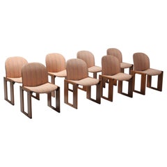 Afra & Tobia Scarpa for Cassina, Set of 8 Chairs Model 121, Wood and Walnut