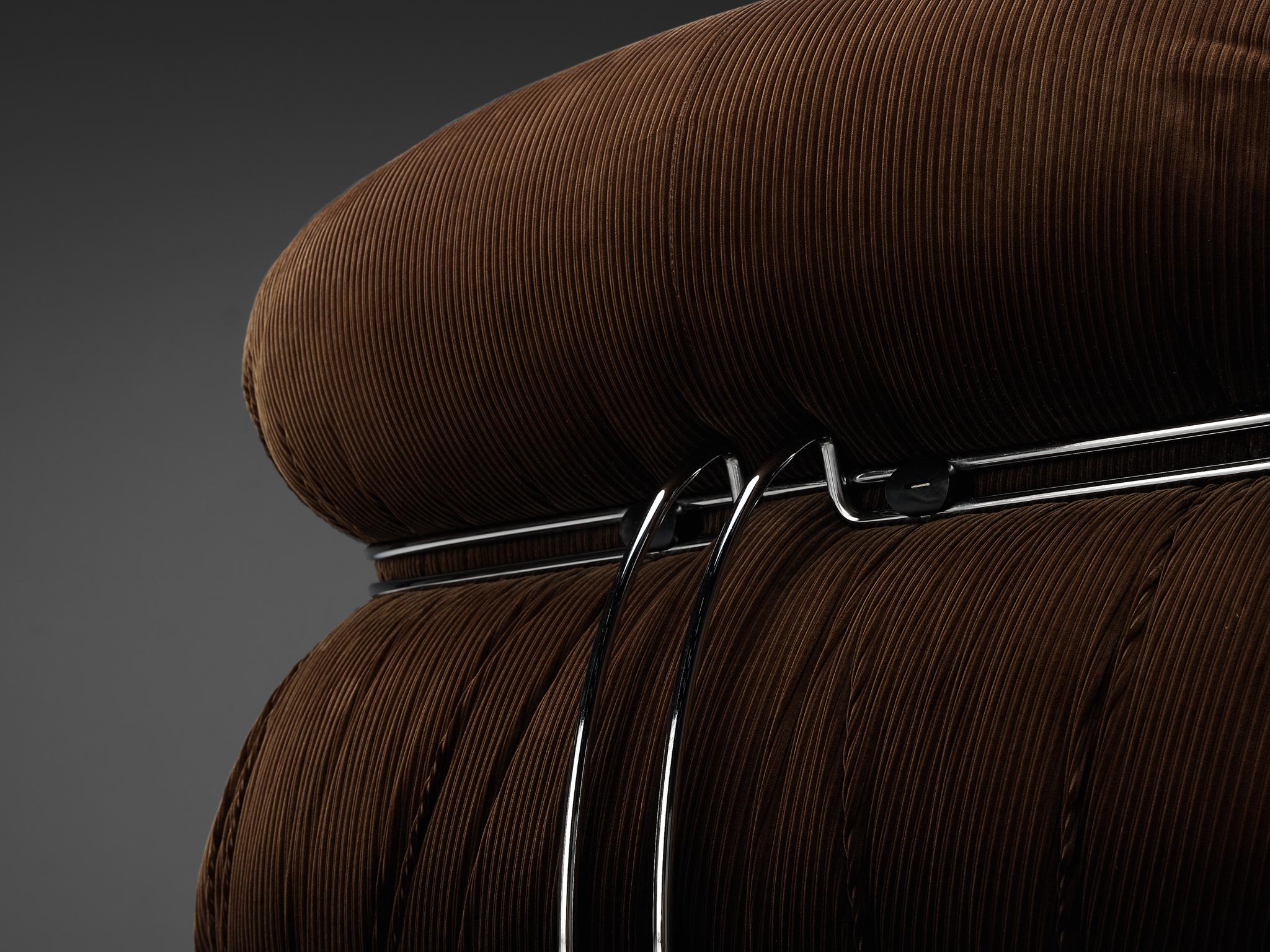 Mid-Century Modern Afra & Tobia Scarpa pour Cassina Chaise longue 'Soriana' en velours côtelé  en vente
