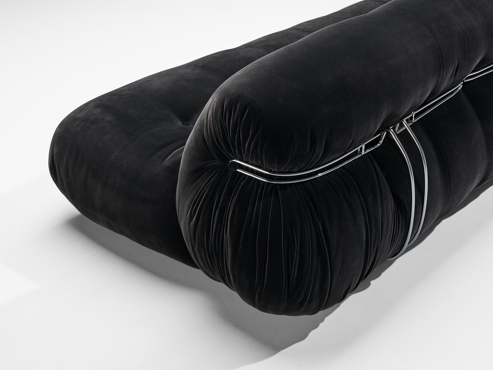 Afra & Tobia Scarpa for Cassina 'Soriana' Sofa in Black Velvet  3