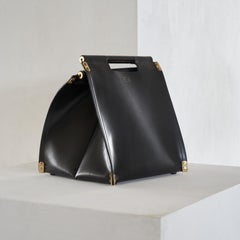 Afra & Tobia Scarpa for Dimensione Fuoco Leather and Brass Log Basket
