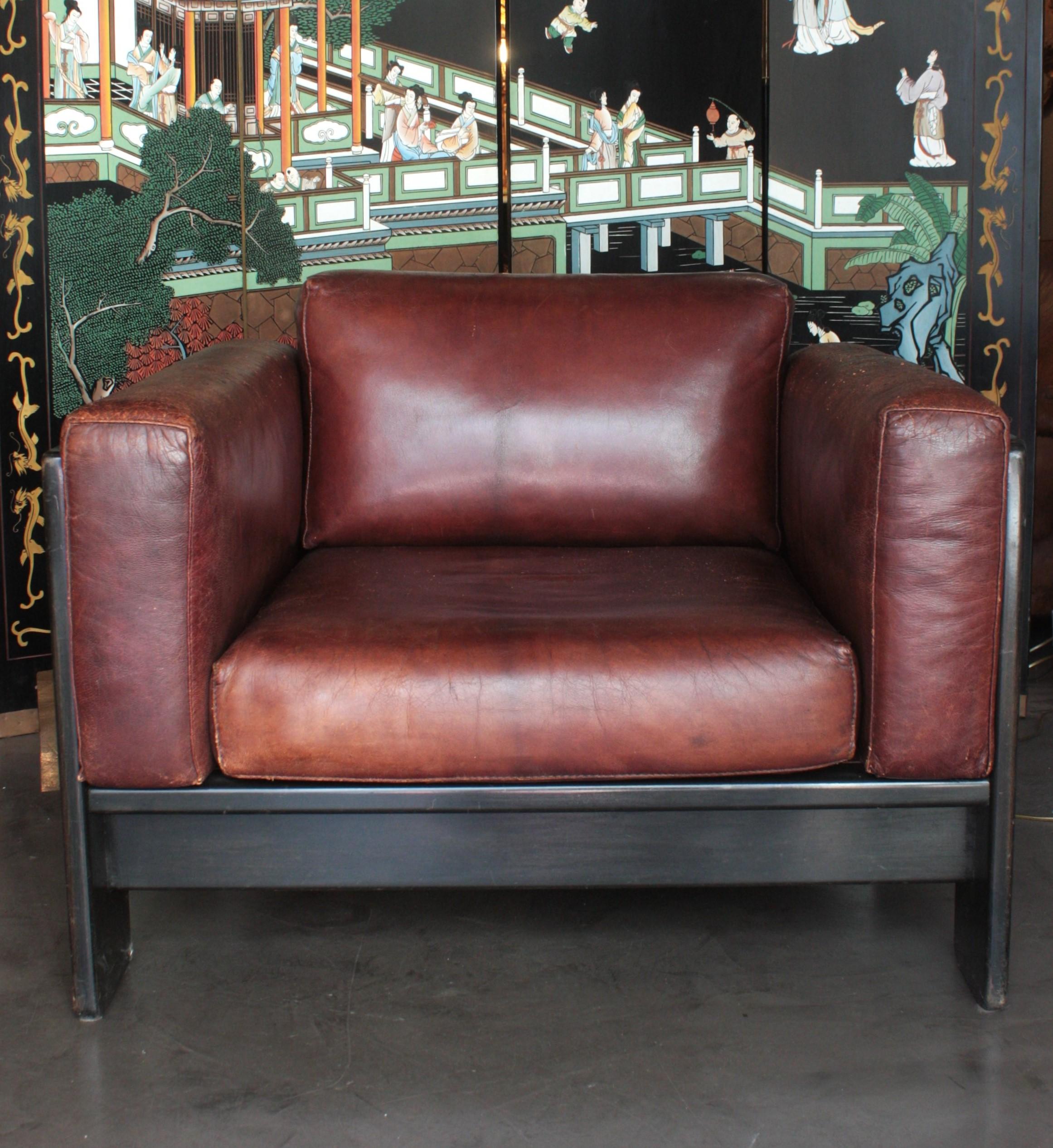 Mid-Century Modern Afra & Tobia Scarpa for Gavina 'Bastiano' Lounge Chair in Leather For Sale