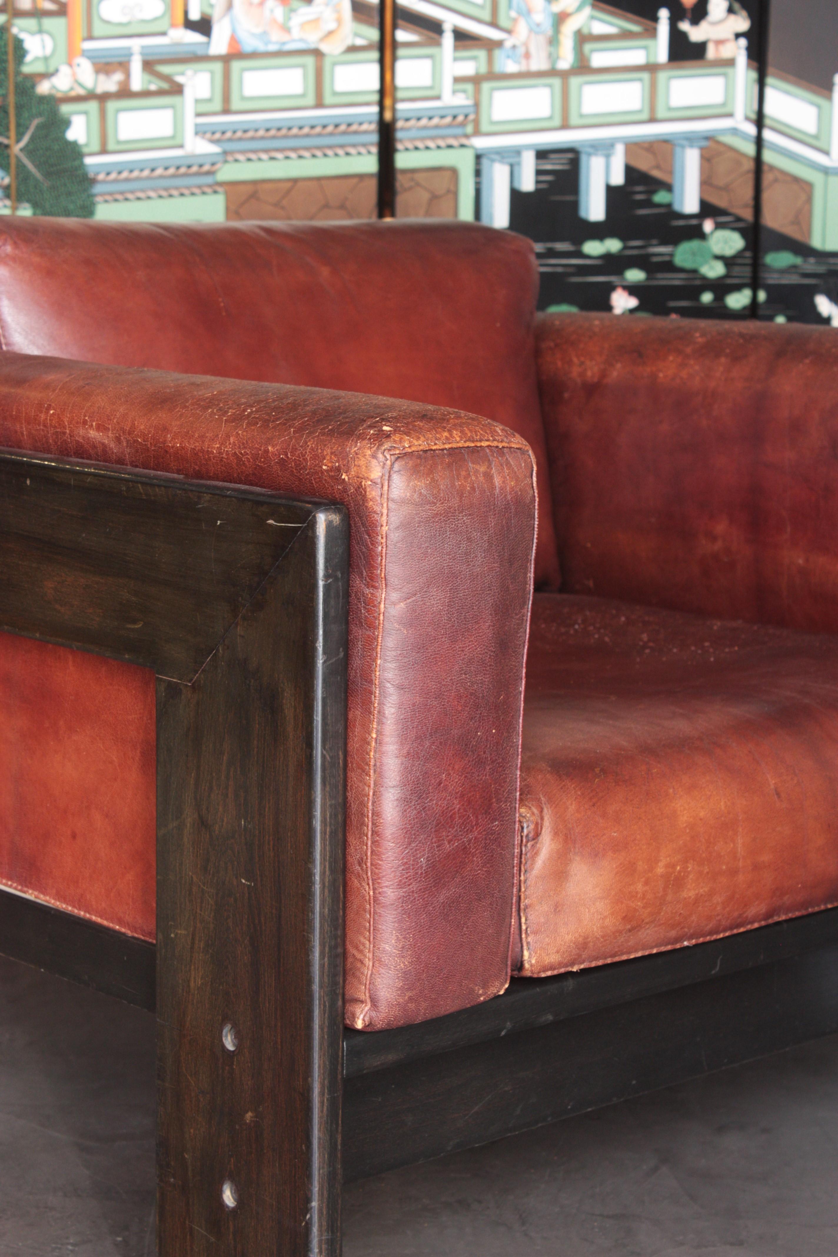 Mid-20th Century Afra & Tobia Scarpa for Gavina 'Bastiano' Lounge Chair in Leather For Sale