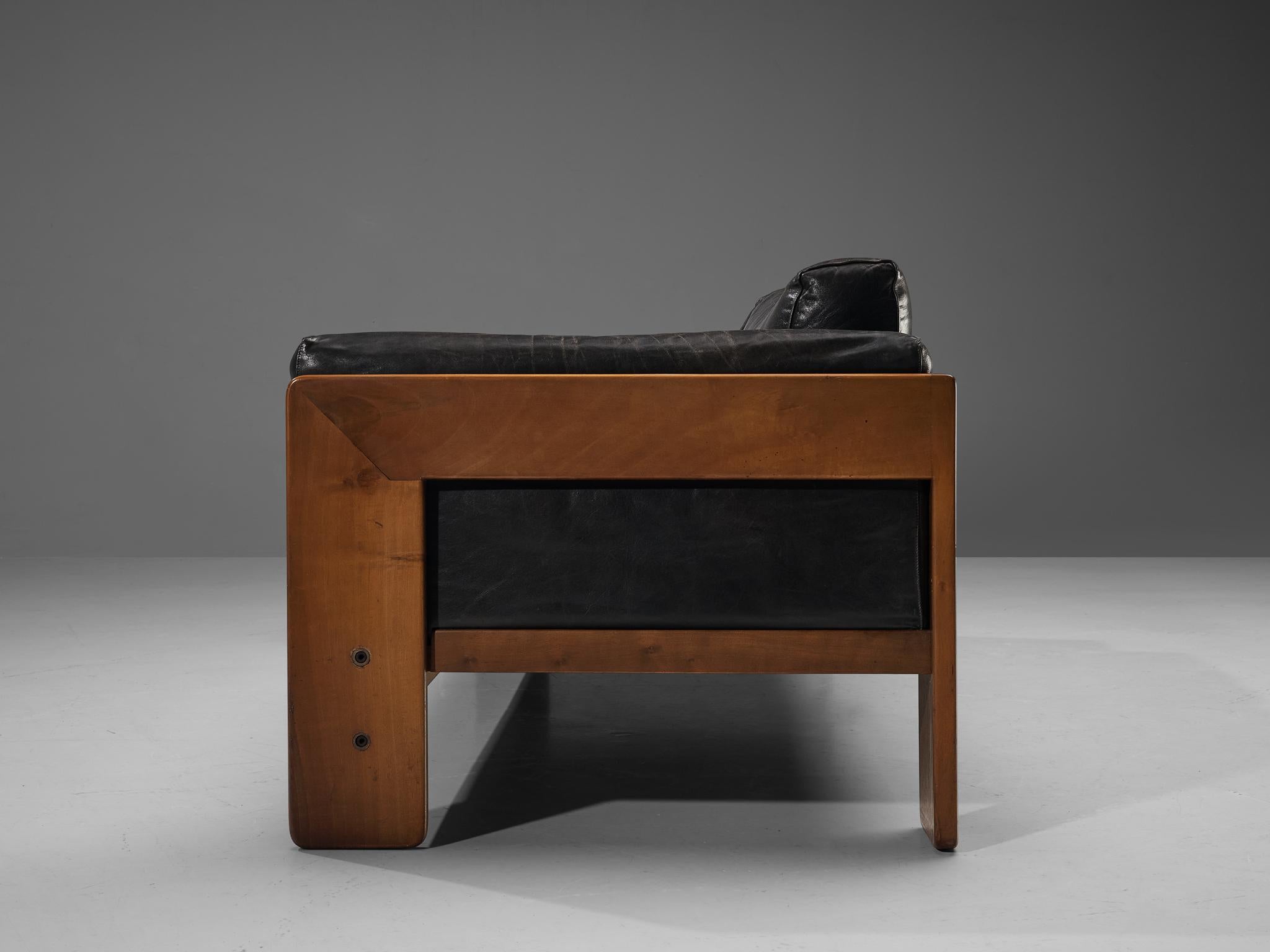 Mid-Century Modern Afra & Tobia Scarpa for Gavina 'Bastiano' Sofa in Black Leather