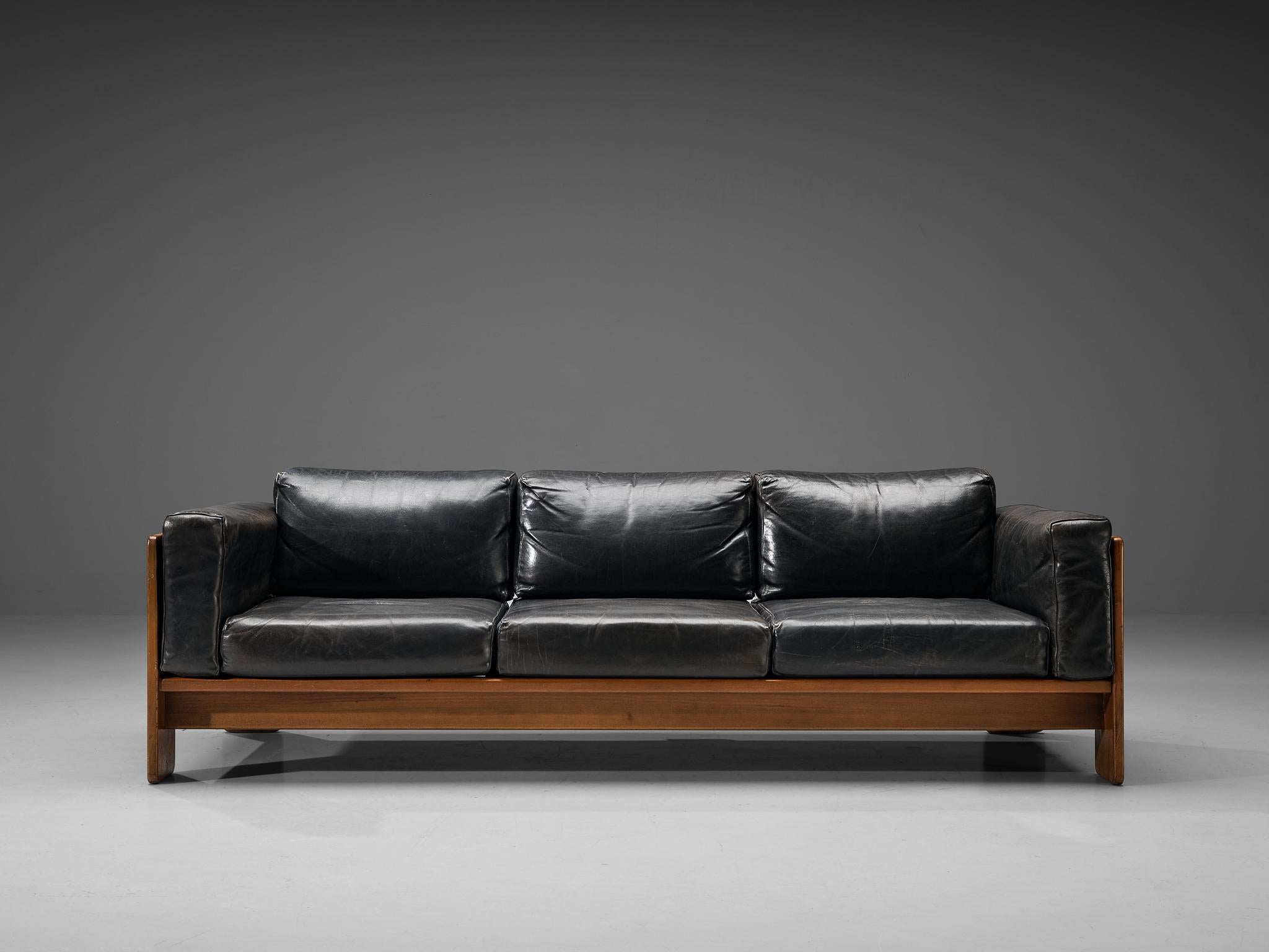 Afra & Tobia Scarpa for Gavina 'Bastiano' Sofa in Black Leather In Good Condition In Waalwijk, NL