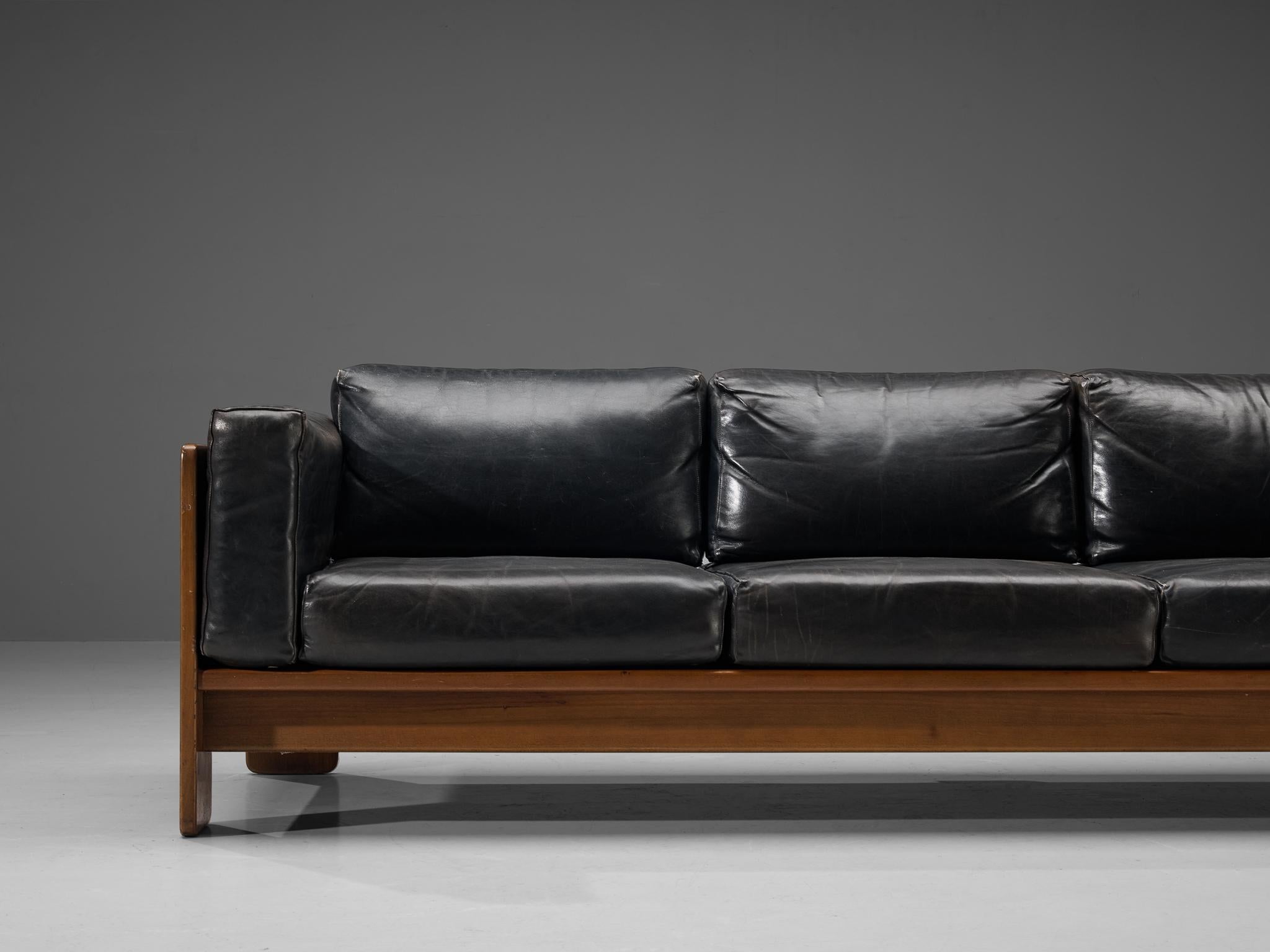 Mid-20th Century Afra & Tobia Scarpa for Gavina 'Bastiano' Sofa in Black Leather