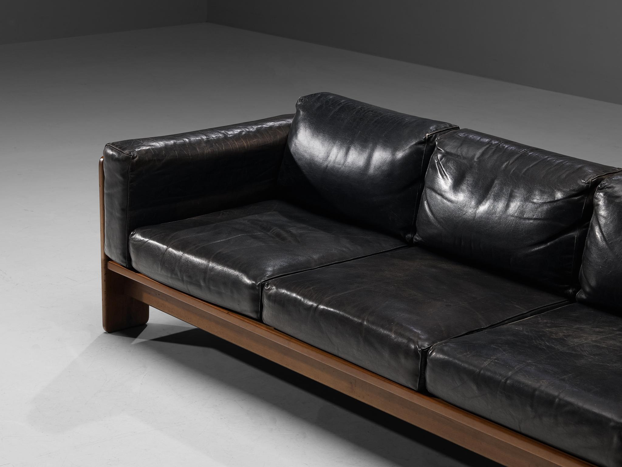 Afra & Tobia Scarpa for Gavina 'Bastiano' Sofa in Black Leather 1
