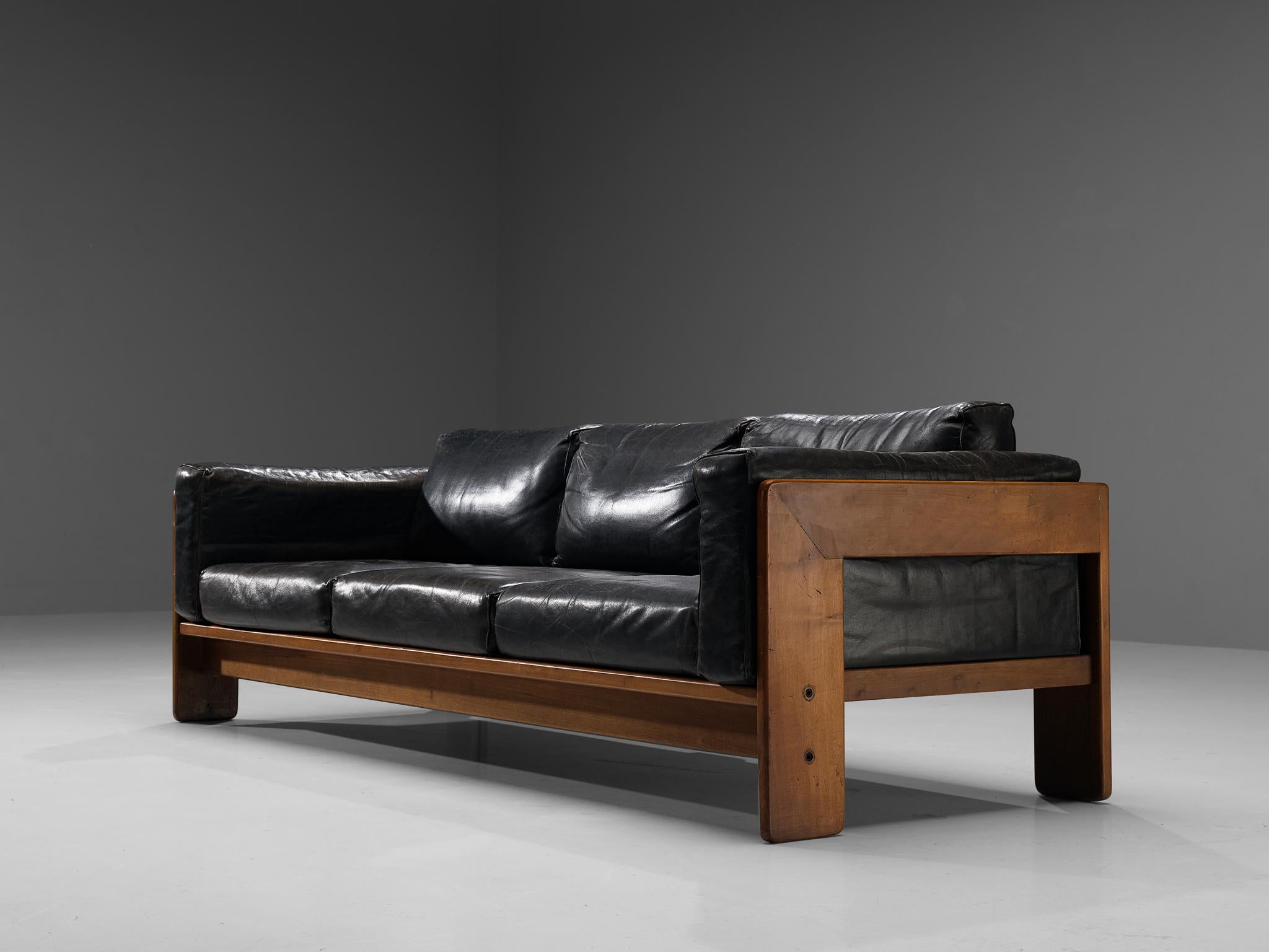 Afra & Tobia Scarpa for Gavina 'Bastiano' Sofa in Black Leather 2