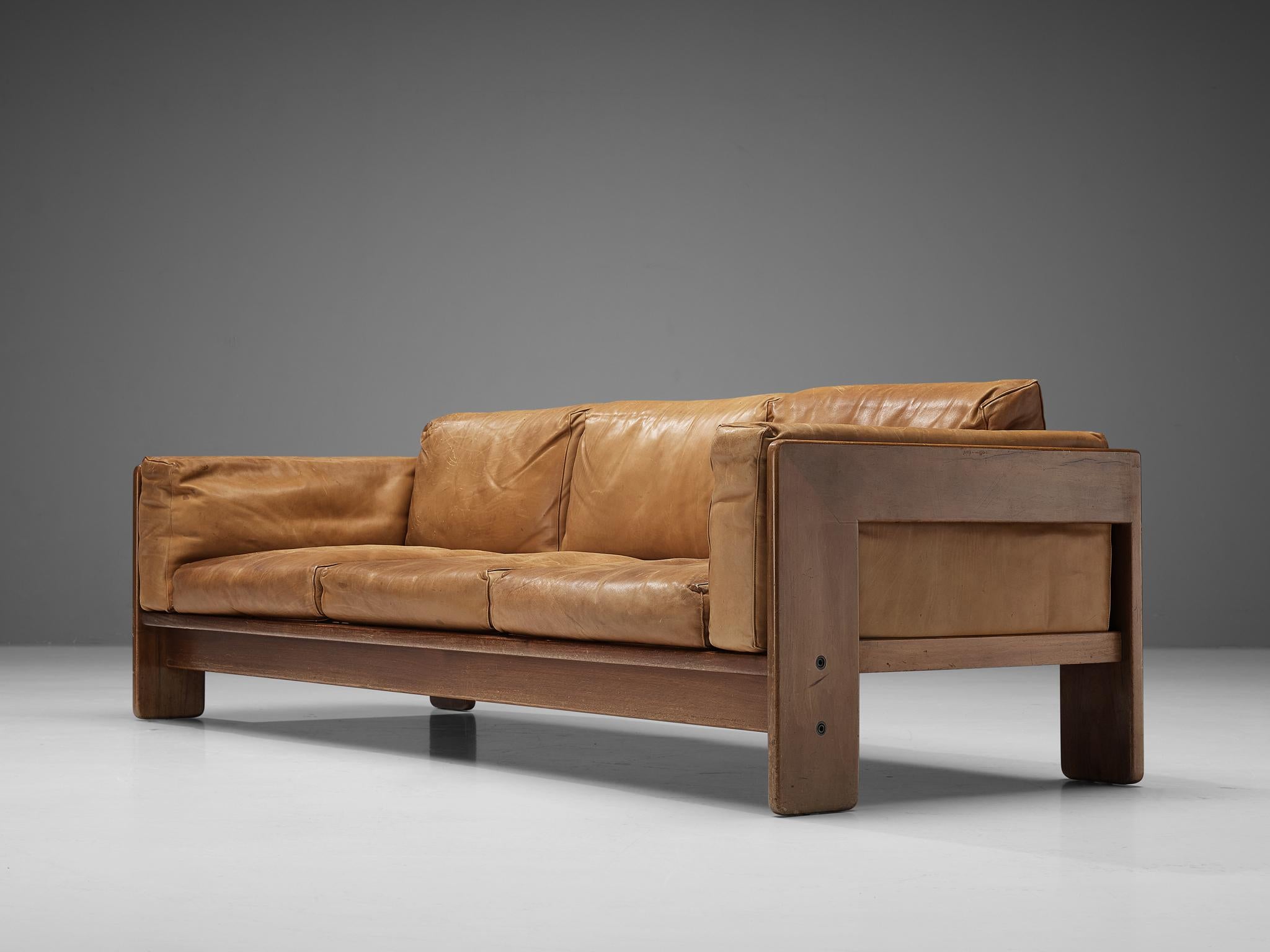 Afra & Tobia Scarpa for Gavina 'Bastiano' Sofa in Patinated Brown Leather 1