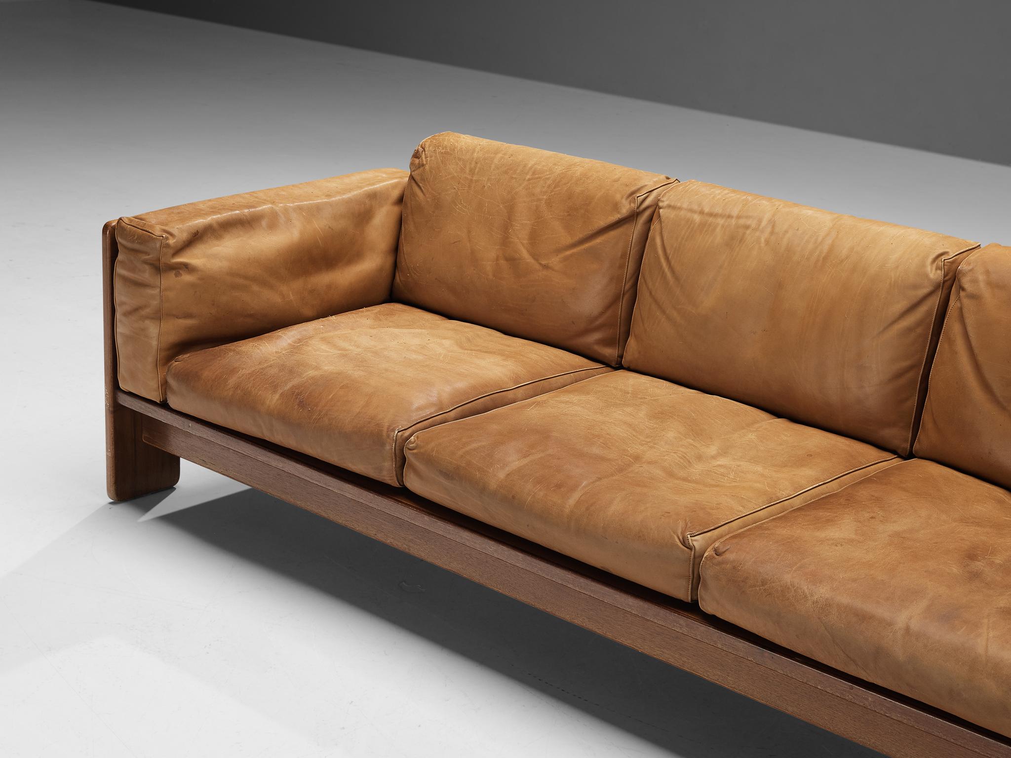 Afra & Tobia Scarpa for Gavina 'Bastiano' Sofa in Patinated Brown Leather 2