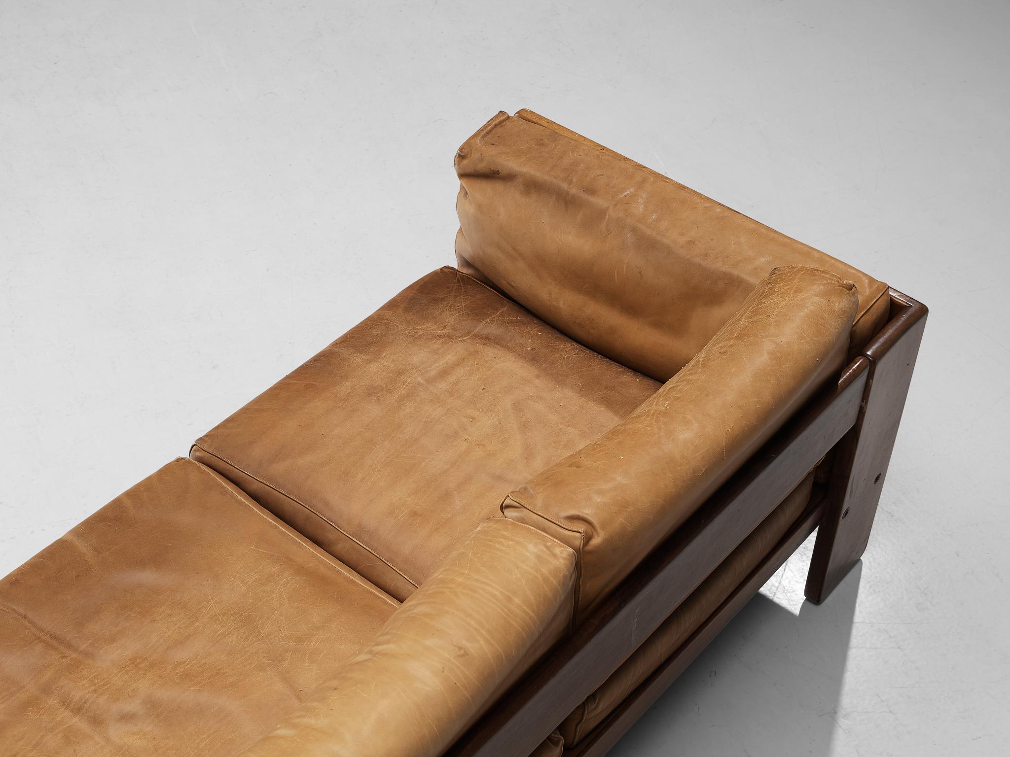 Afra & Tobia Scarpa for Gavina 'Bastiano' Sofa in Patinated Brown Leather 3