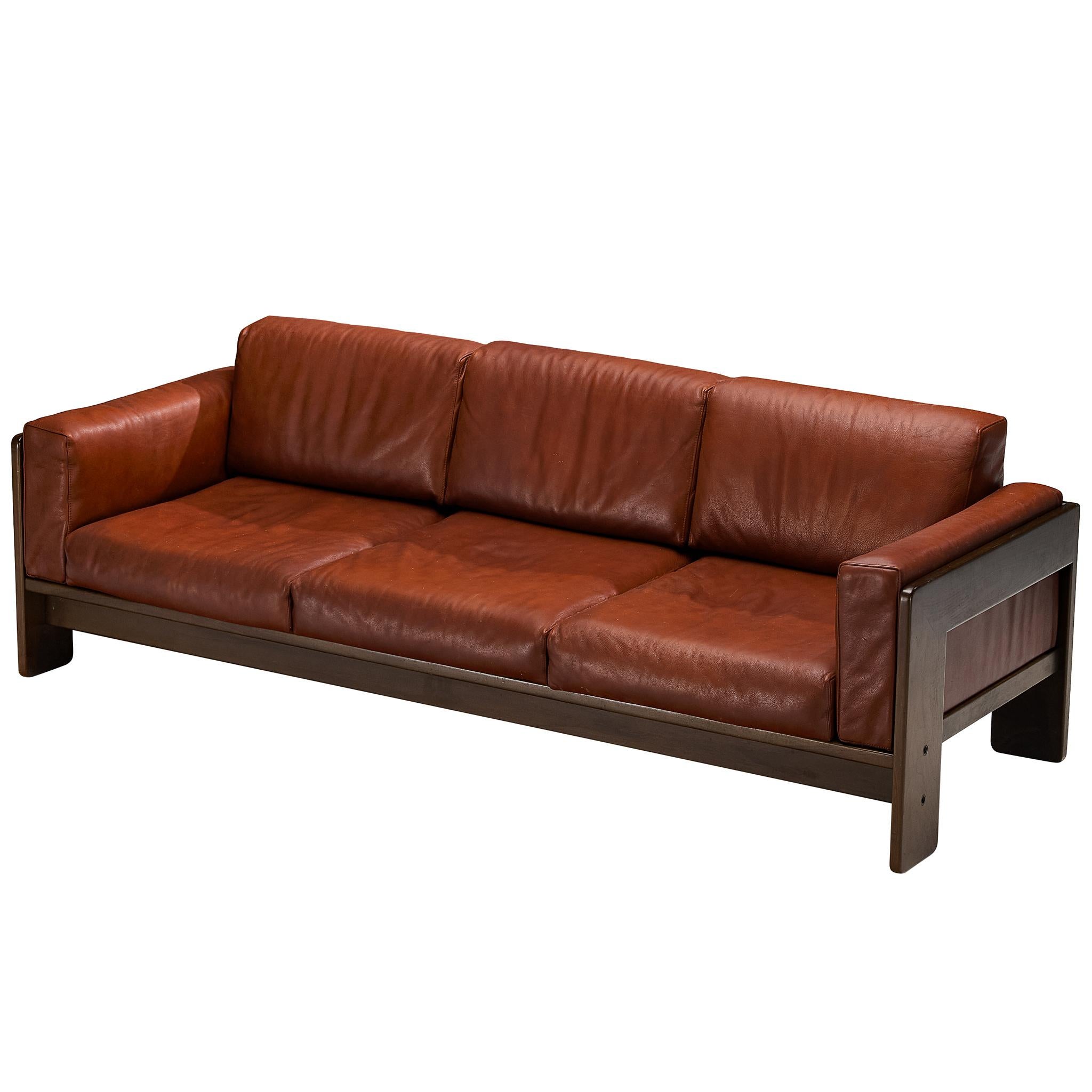 Afra 
Tobia Scarpa for Gavina 
Bastiano
 Sofa in Walnut and Red Brown Leather
