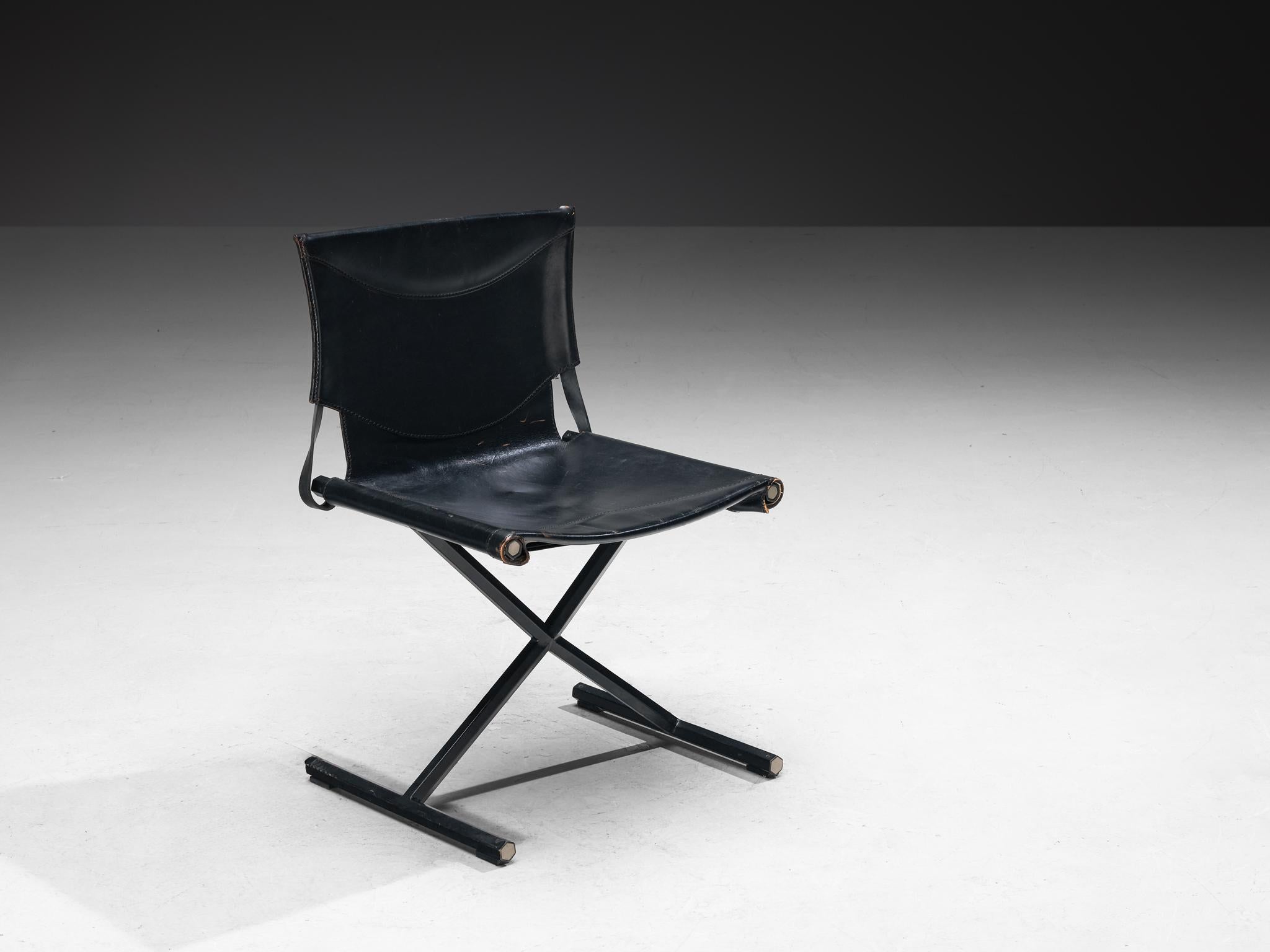 Afra & Tobia Scarpa for Goppion, 'Bisante S1' chair, leather, steel, Italy, 1980s

The Bisante S1 chair, designed by Afra & Tobia Scarpa for Goppion, made in Italy in the 1980s. This design features a distinctive X-frame base in black painted metal,