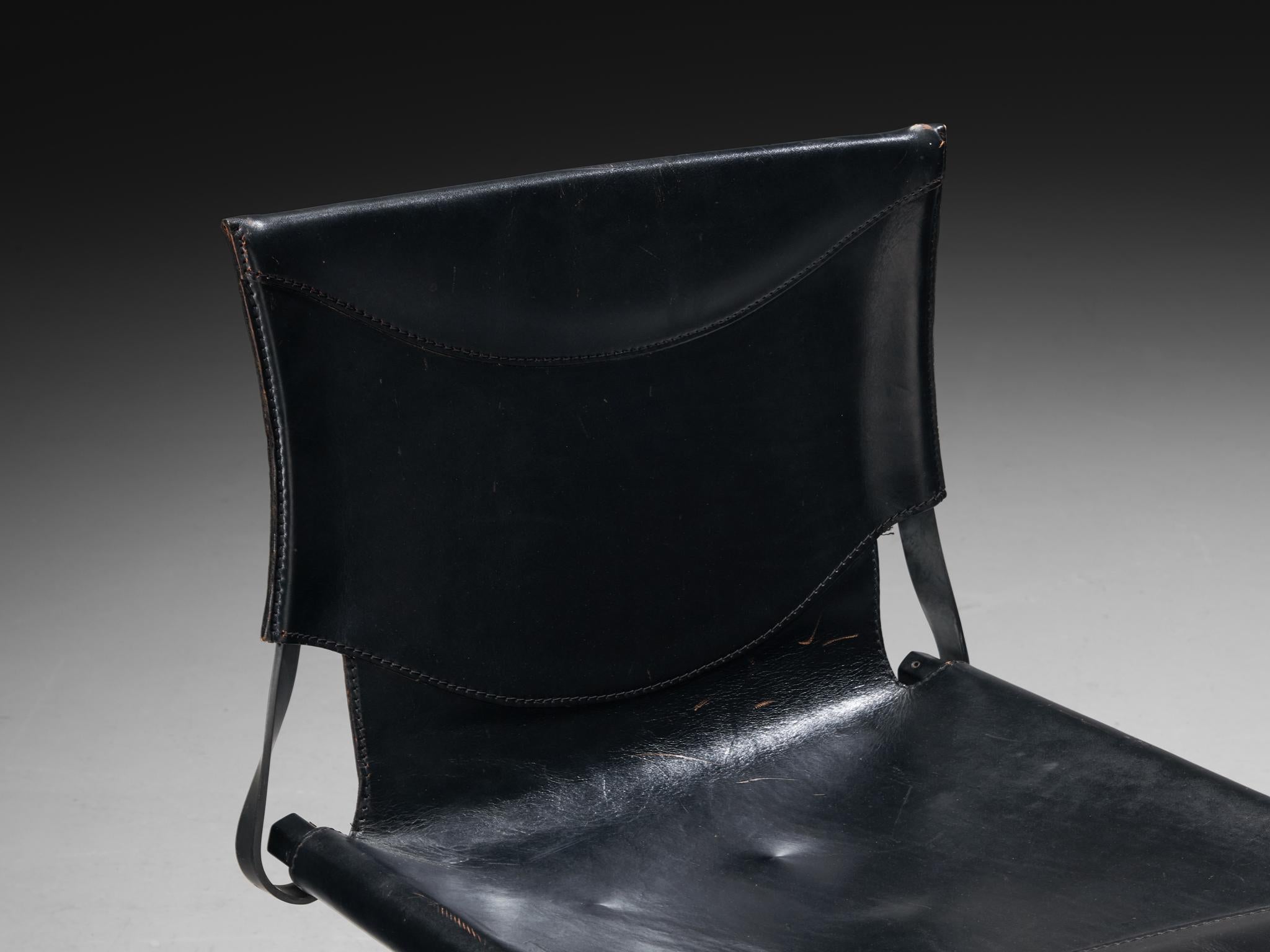 Afra & Tobia Scarpa for Goppion 'Bisante S1' Chair in Black Leather and Steel For Sale 1