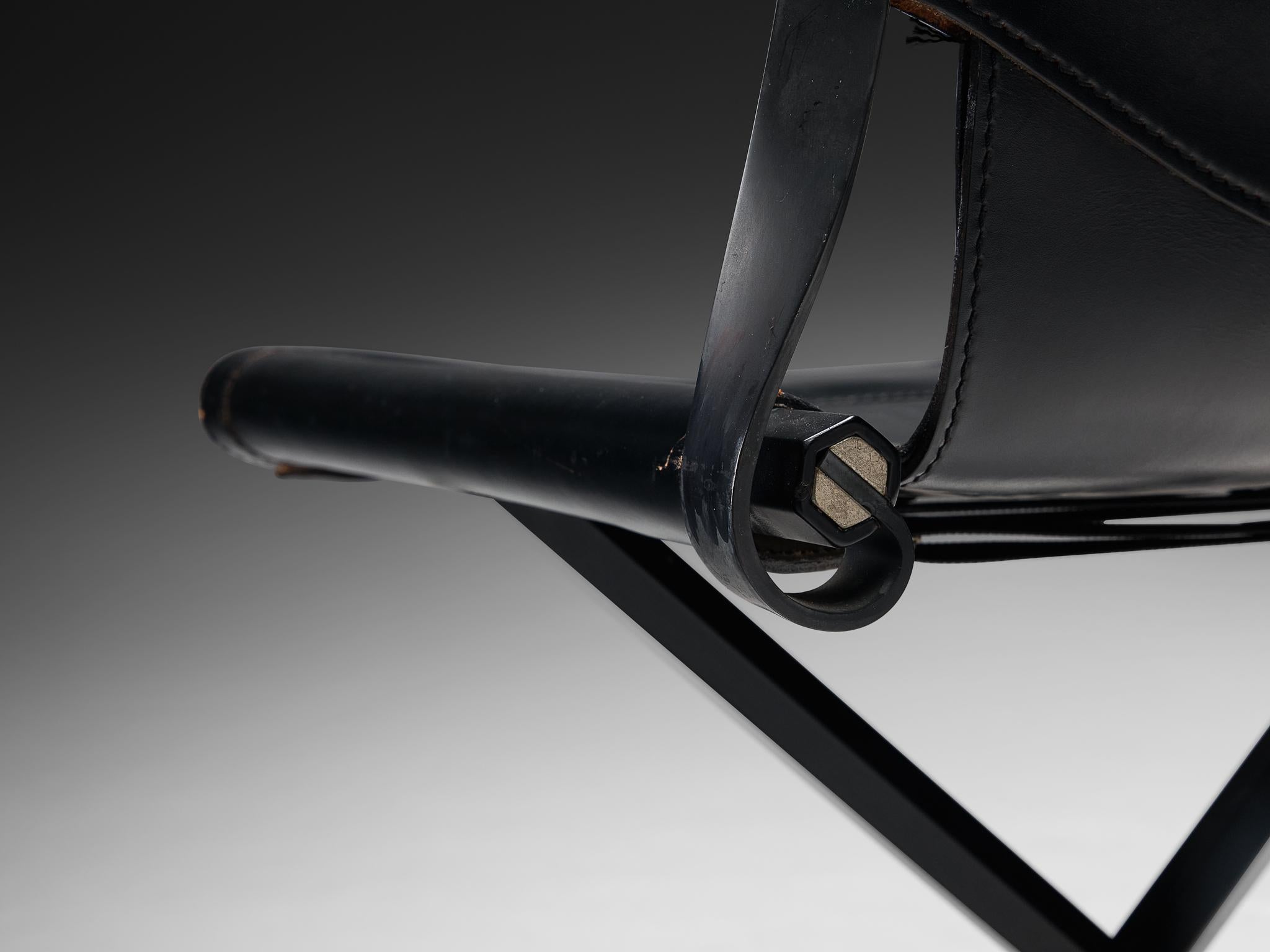 Afra & Tobia Scarpa for Goppion 'Bisante S1' Chair in Black Leather and Steel For Sale 2
