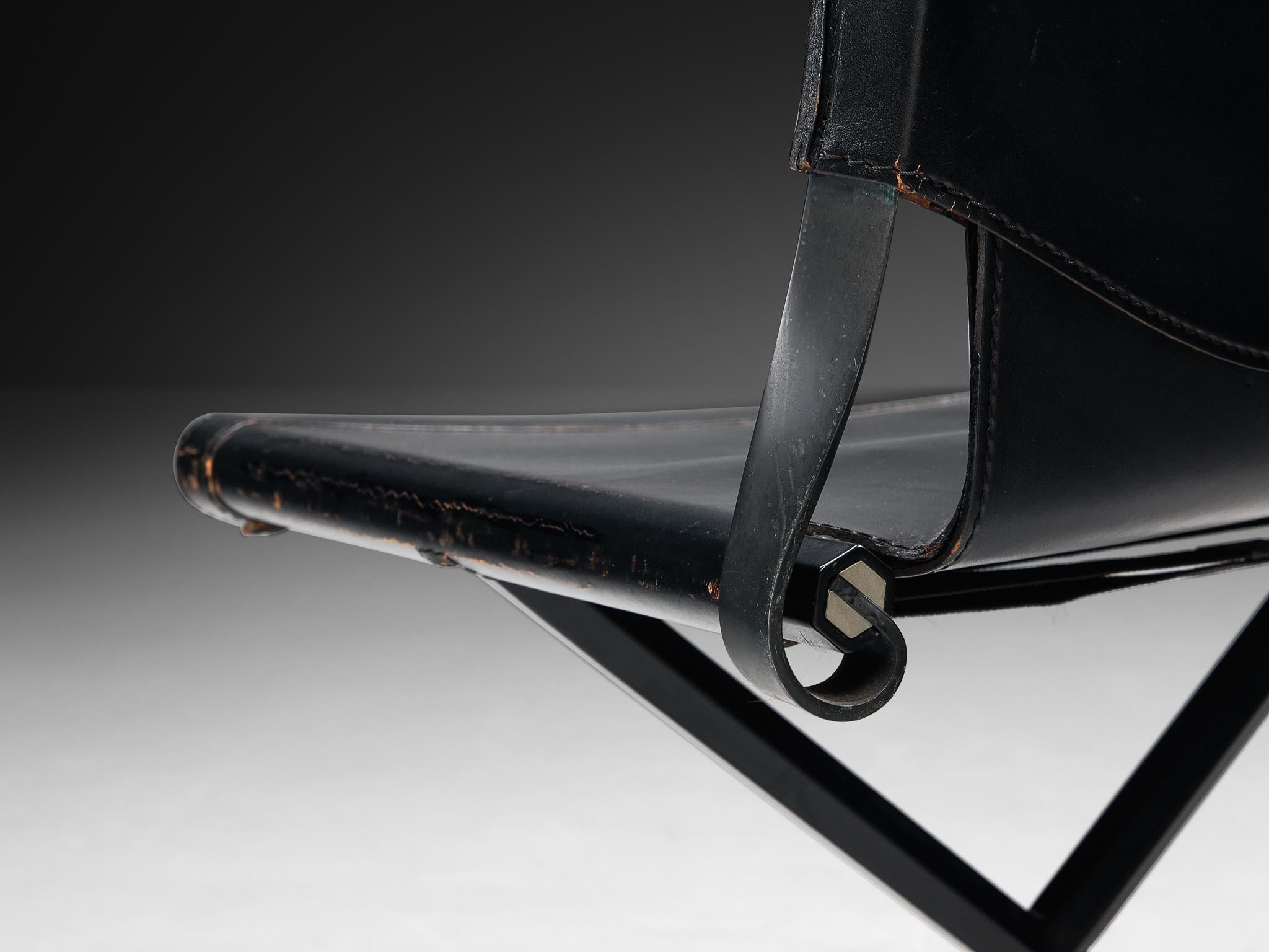 Afra & Tobia Scarpa for Goppion 'Bisante S1' Chair in Black Leather and Steel For Sale 2