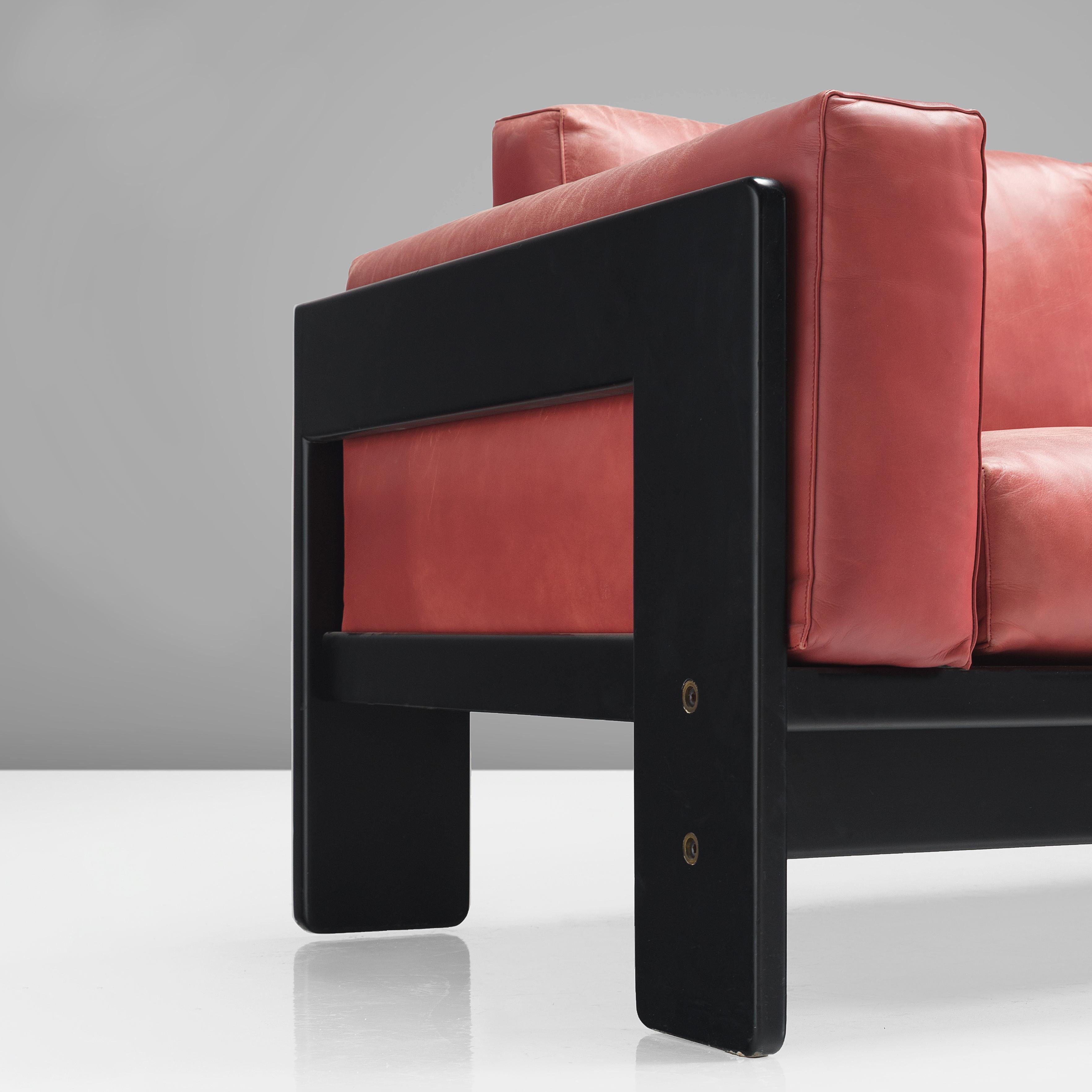 Mid-Century Modern Afra & Tobia Scarpa for Knoll 'Bastiano' Four-Seat Sofa in Red Leather