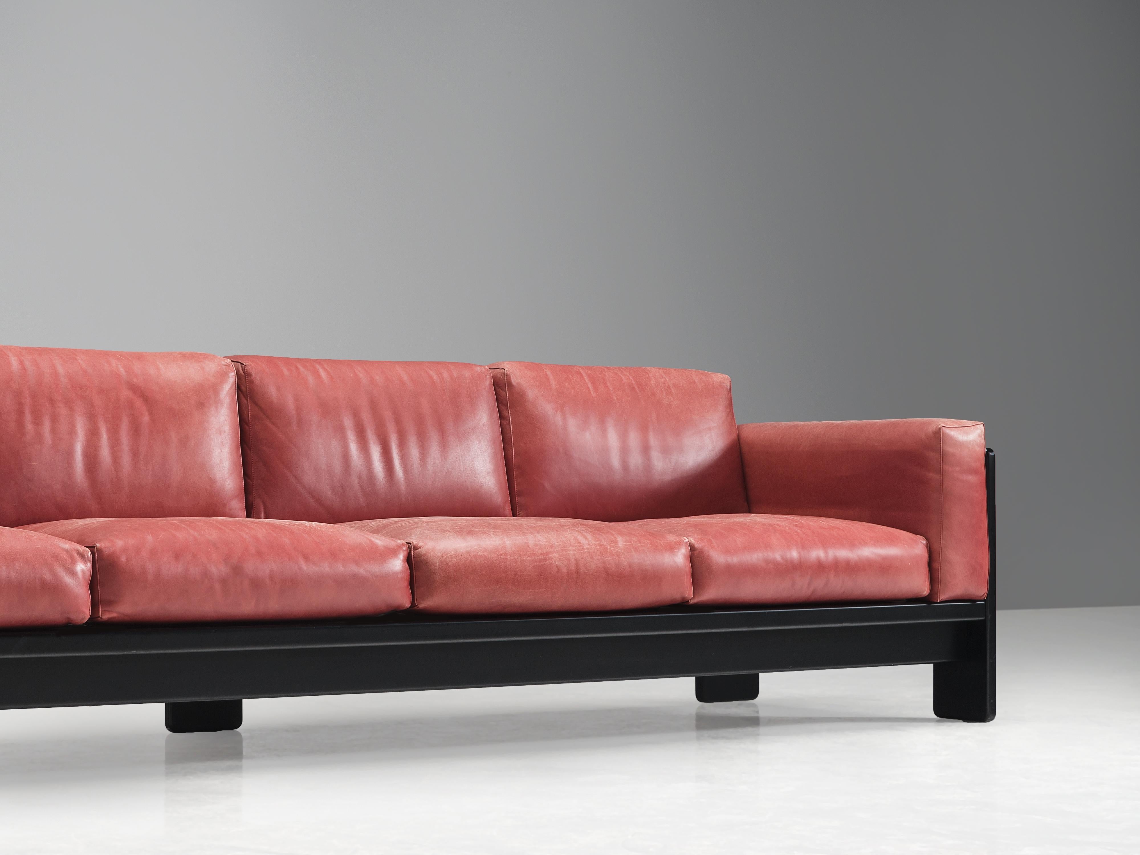 Afra & Tobia Scarpa for Knoll 'Bastiano' Four-Seat Sofa in Red Leather 3