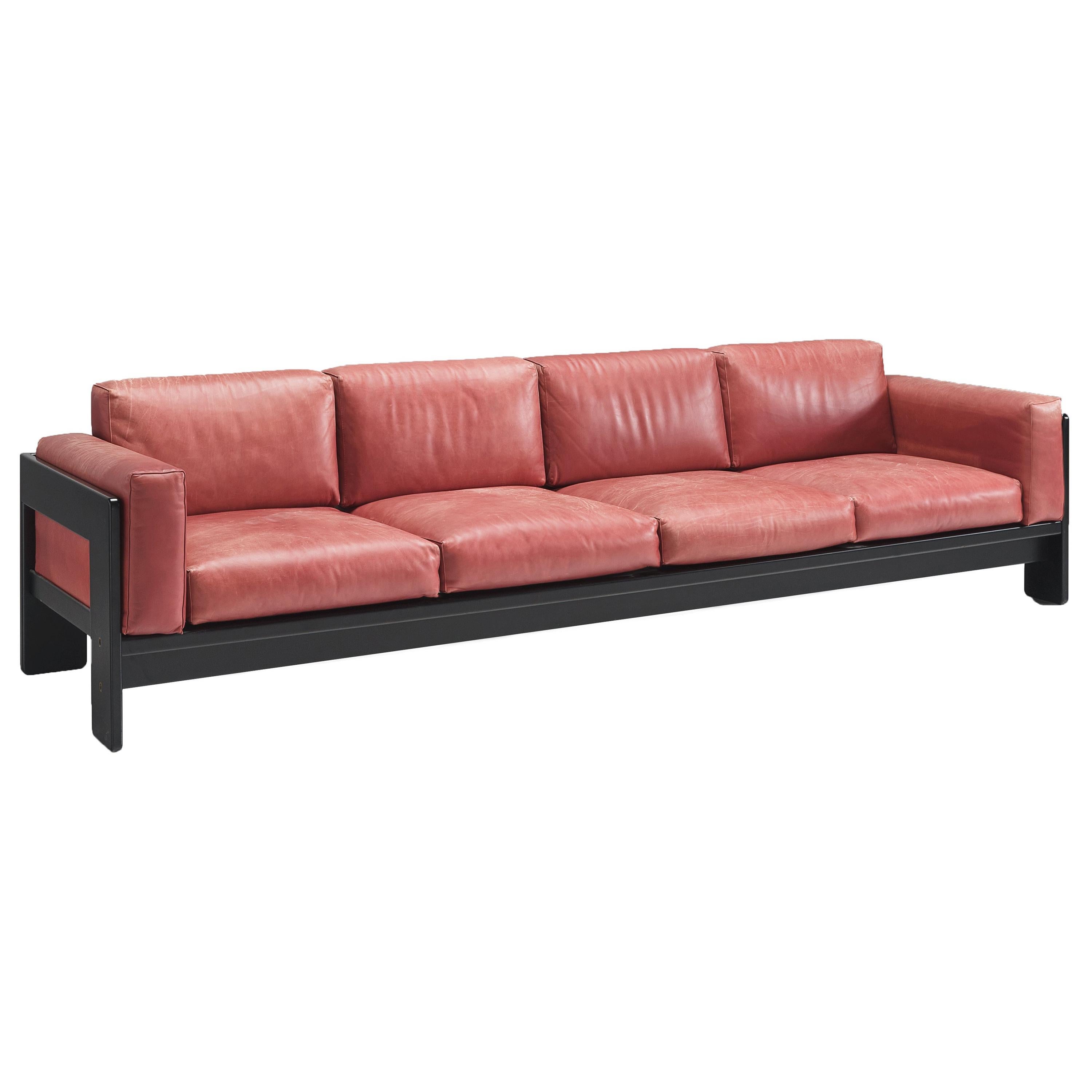 Afra & Tobia Scarpa for Knoll 'Bastiano' Four-Seat Sofa in Red Leather