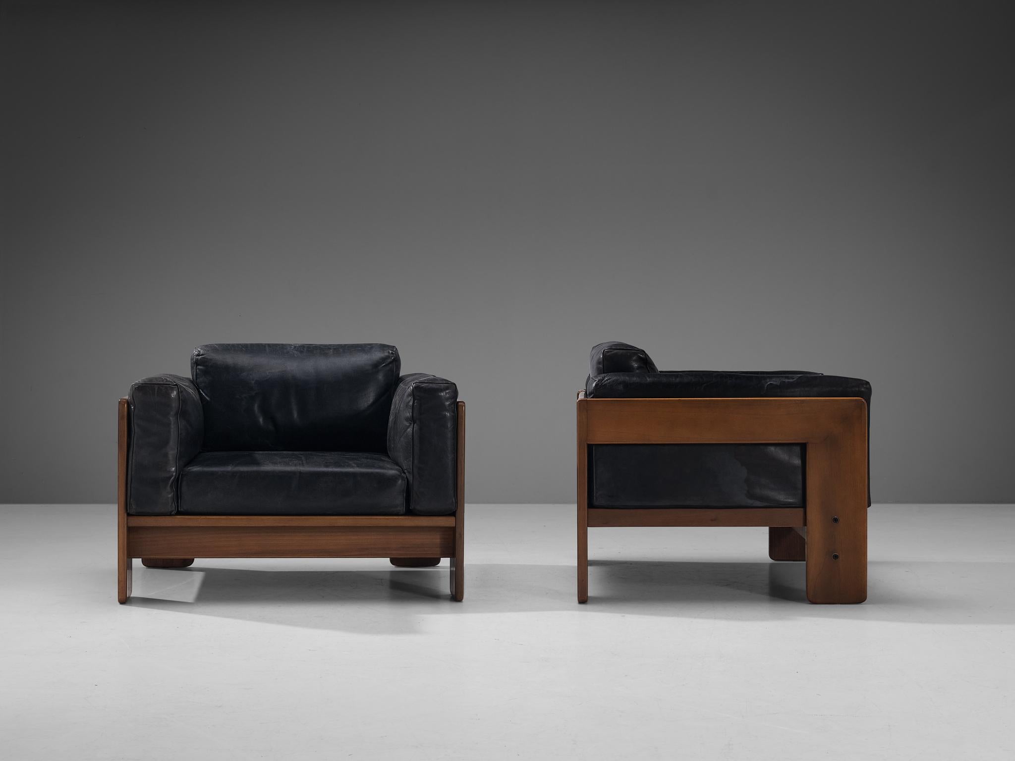 Mid-20th Century Afra & Tobia Scarpa for Knoll Pair of 'Bastiano' Lounge Chairs in Leather