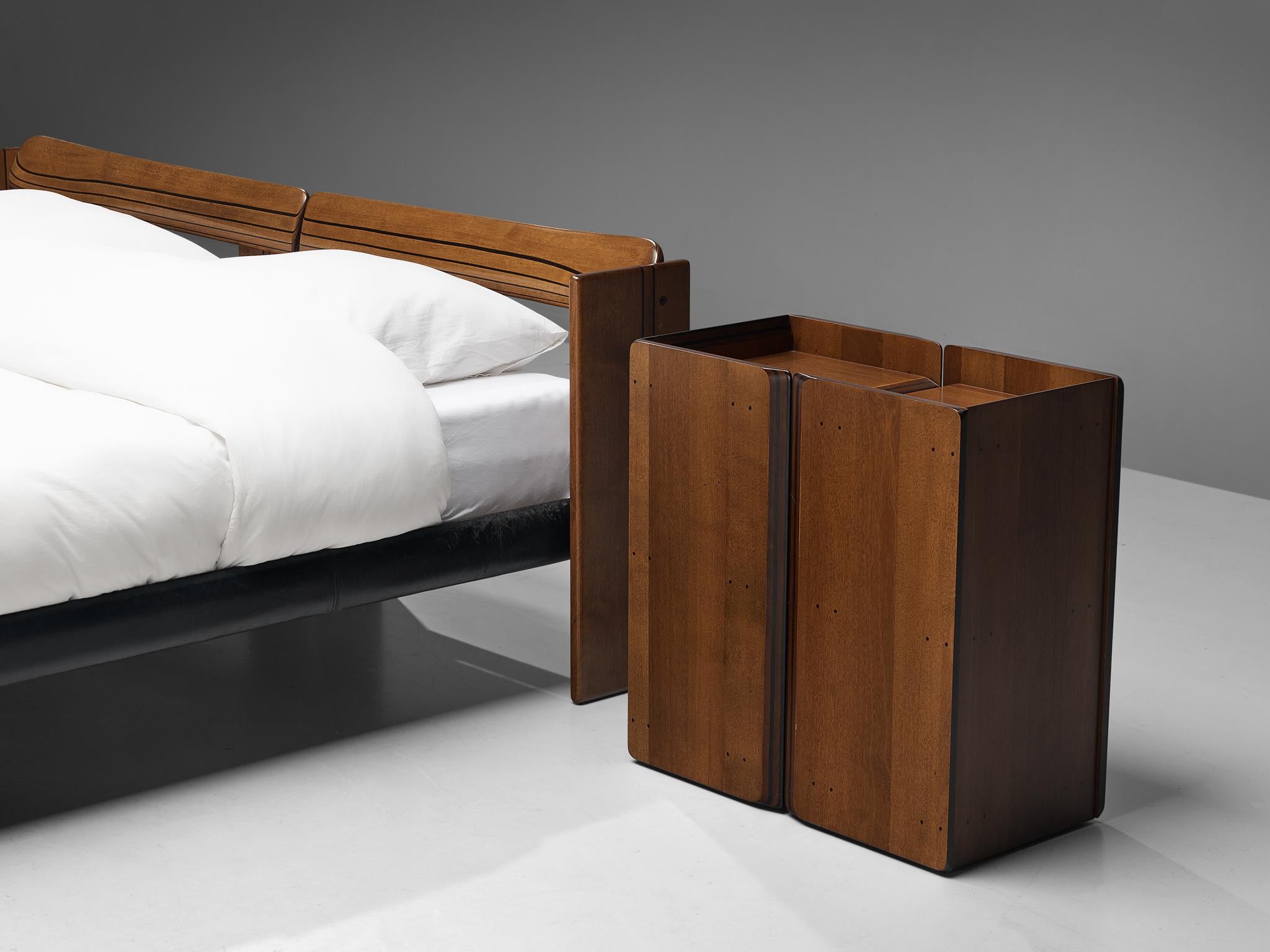 Italian Afra & Tobia Scarpa for Maxalto 'Artona' Bed and Night Stands in Walnut