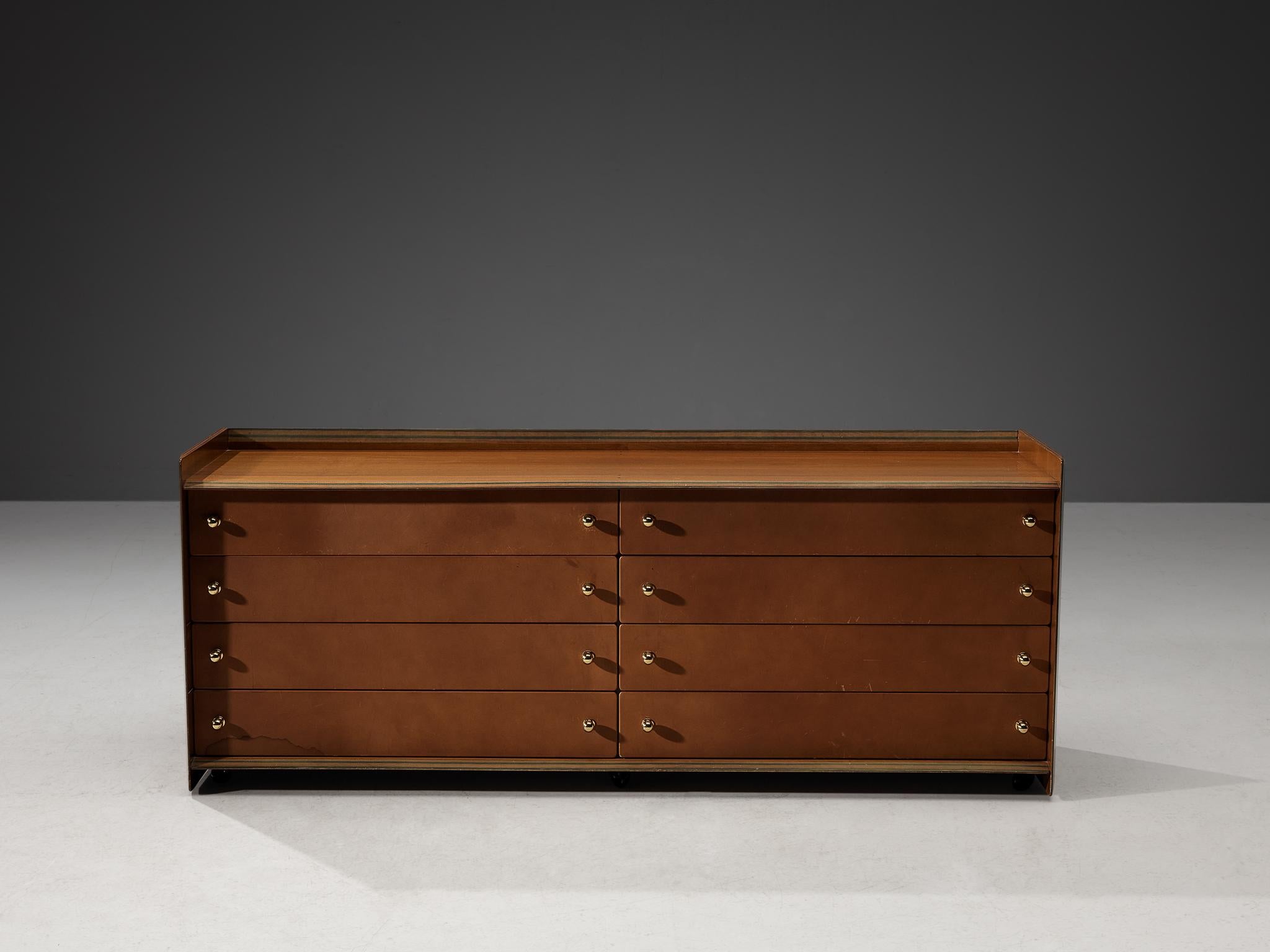 Mid-Century Modern Afra & Tobia Scarpa for Maxalto 'Artona' Chest of Drawers in Walnut and Leather