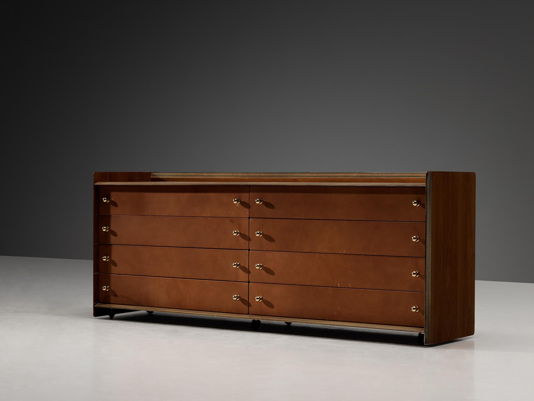 Afra & Tobia Scarpa for Maxalto 'Artona' Chest of Drawers in Walnut and Leather In Good Condition In Waalwijk, NL