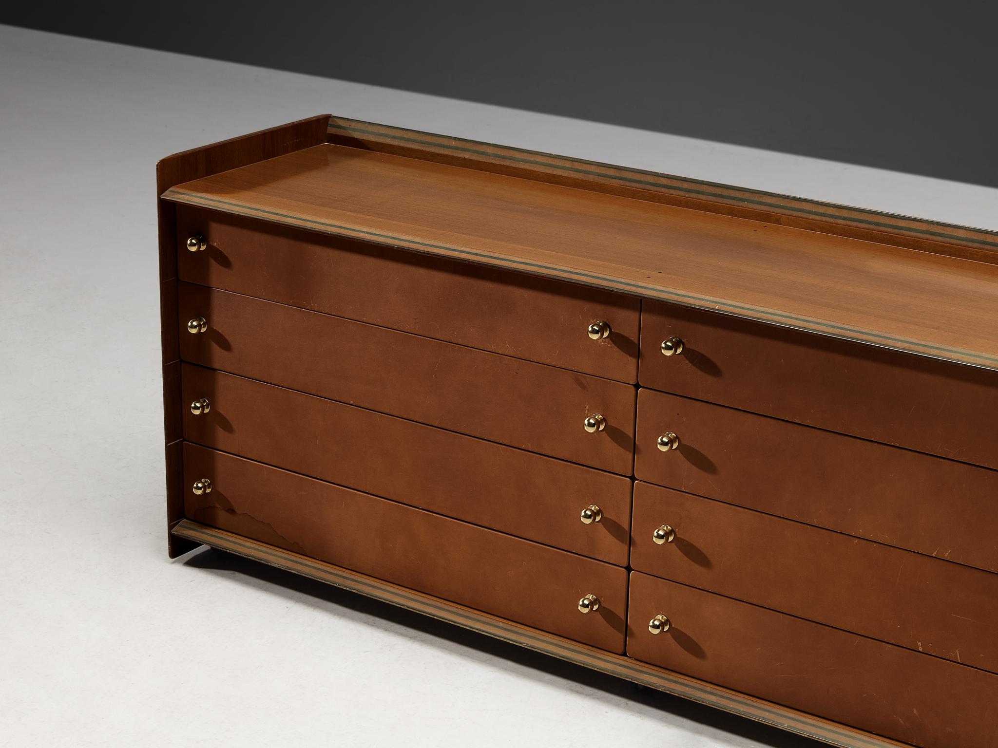 Late 20th Century Afra & Tobia Scarpa for Maxalto 'Artona' Chest of Drawers in Walnut and Leather
